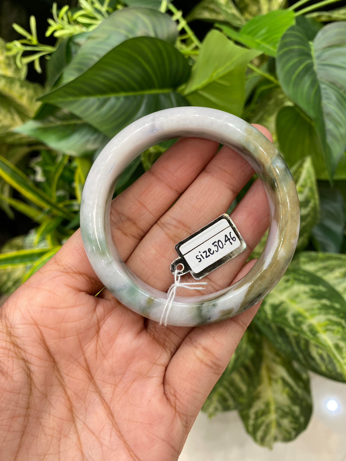 JB9001 หยก พม่า แท้ Jade กำไลหยก 50.46 มม. (Jadeite bracelet) พม่า (Myanmar)