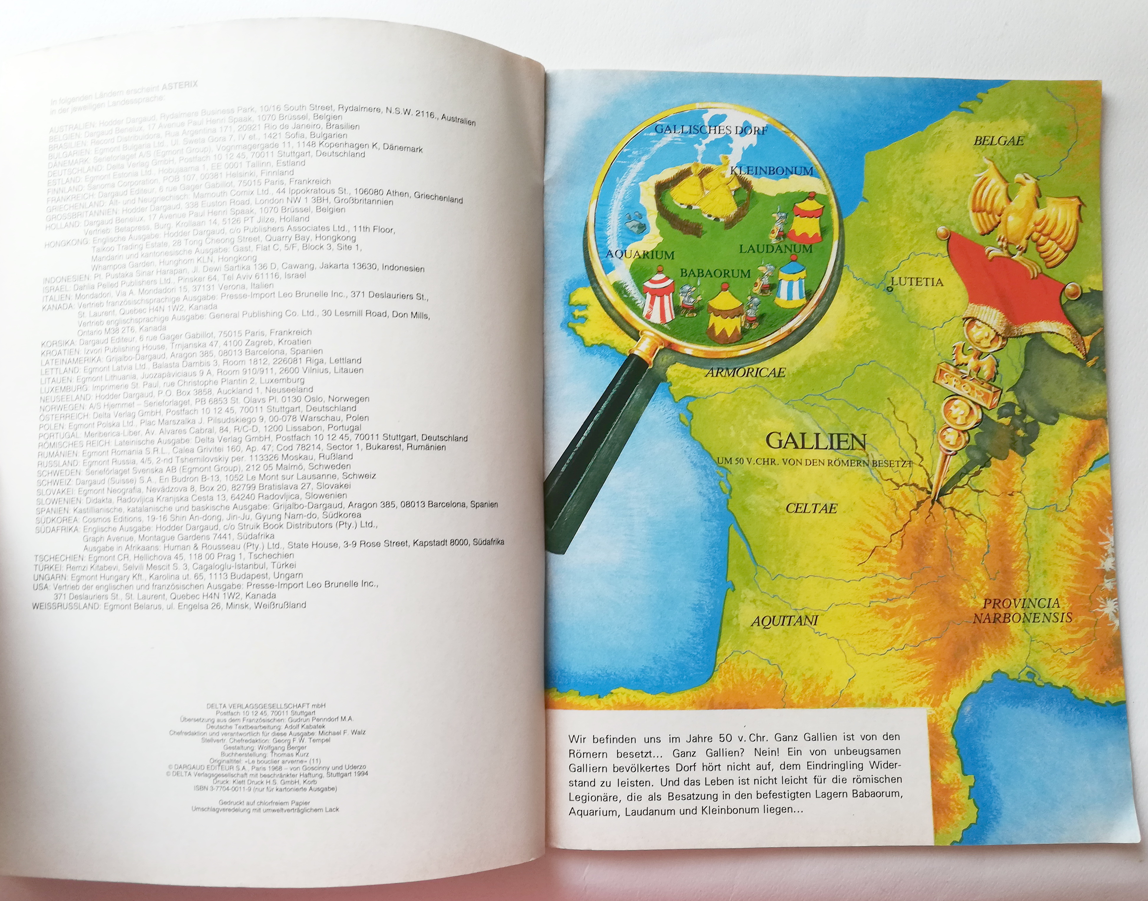 หนังสือการ์ตูนภาษาเยอรมัน Dargaud prasentiert: GROSSER ASTERIX-BAND Asterix und der ARVERNERSGHILD TEXT: GOSCINNY ZEICHNUNGEN: UDERZO Jeltn DELTA VERLAG GMBH VERTRES:EHAPA VERLAG GMBH STUTTGART UDER2 STUTTGAR