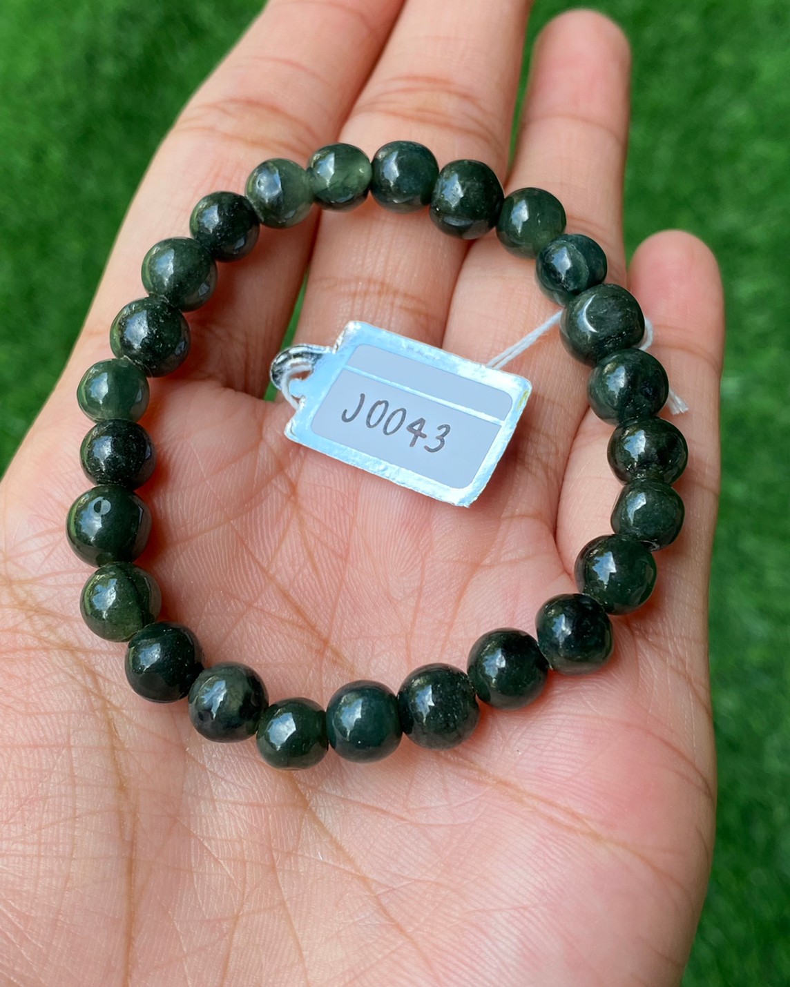J0043 หยก พม่า แท้ Jade กำไล ประคำหยก (Jadeite Beads Bracelet) พม่า (Myanmar)