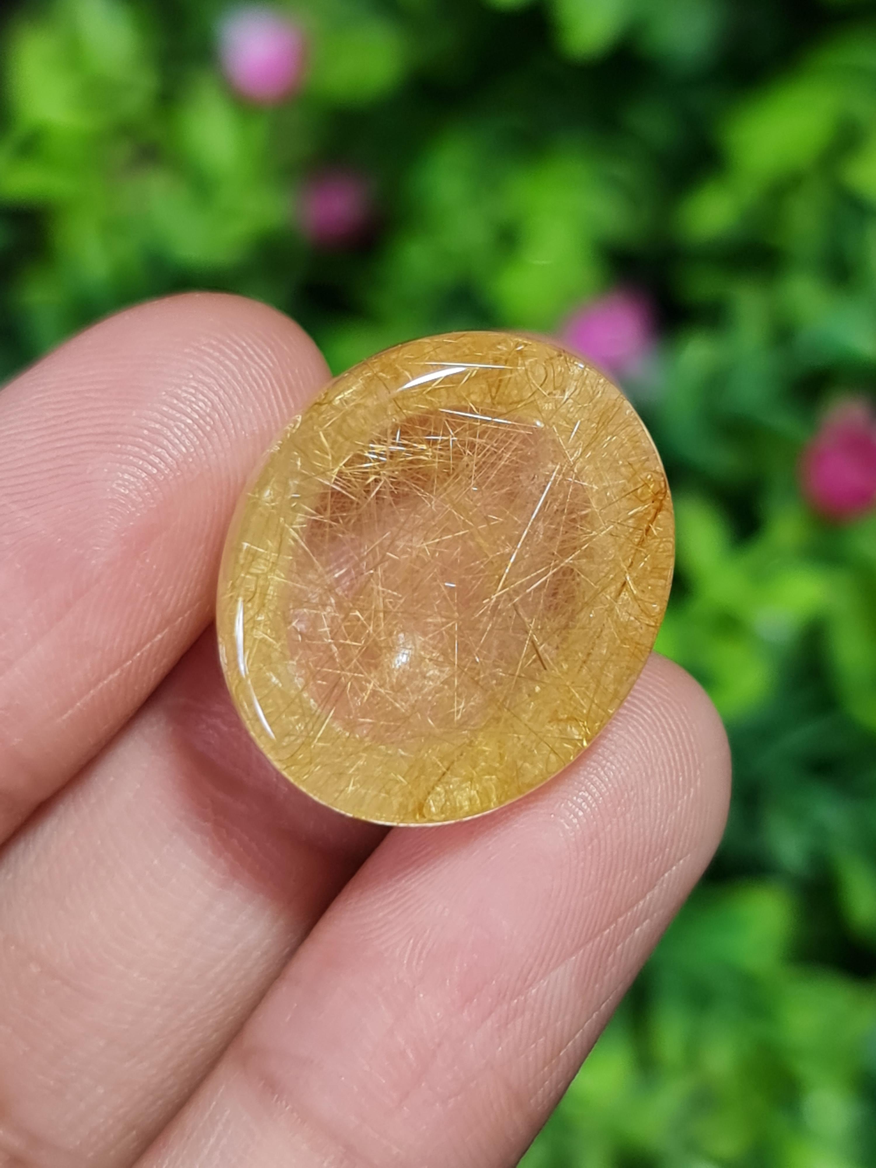 ไหมทอง ควอตซ์ Golden Rutilated Quartz 43.03 กะรัต Cts.พลอยแท้ อัญมณีมงคลประจําวันเกิด เครื่องประดับพลอย