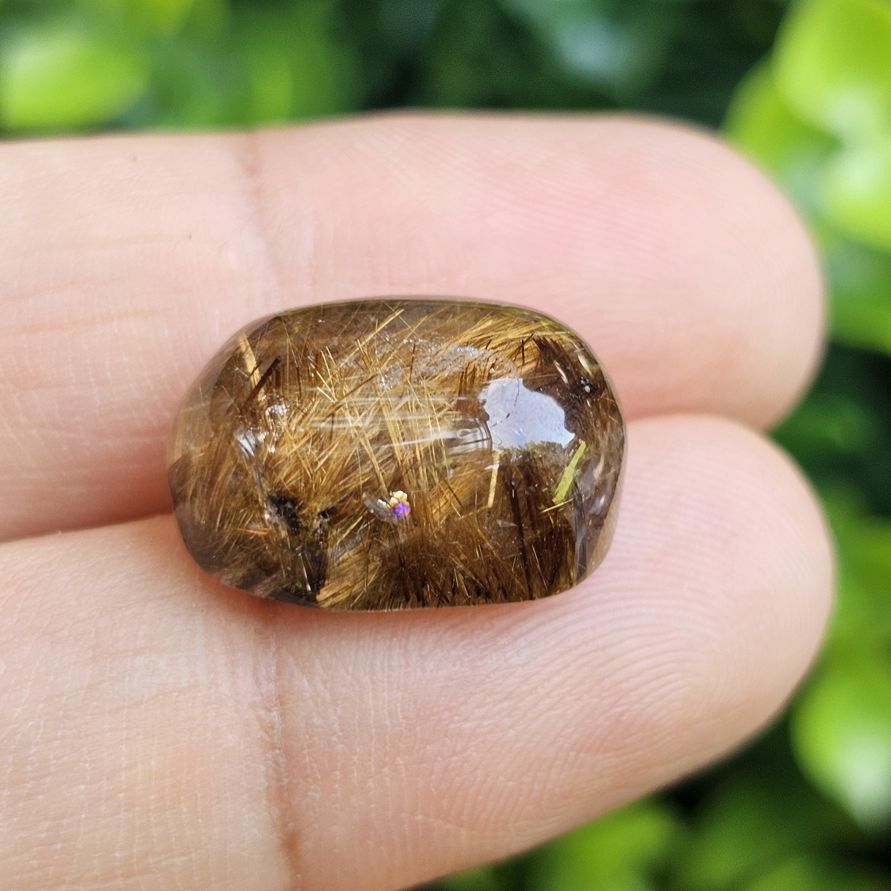 ไหมทอง ควอตซ์ Golden Rutilated Quartz 15.89 กะรัต Cts.พลอยแท้ อัญมณีมงคลประจําวันเกิด เครื่องประดับพลอย