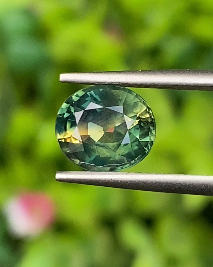 พลอย แซฟไฟร์ 2 สี Bi-Color Sapphire 2.32 กะรัต (Cts.) พลอยแท้ อัญมณีมงคลประจําวันเกิด เครื่องประดับพลอย