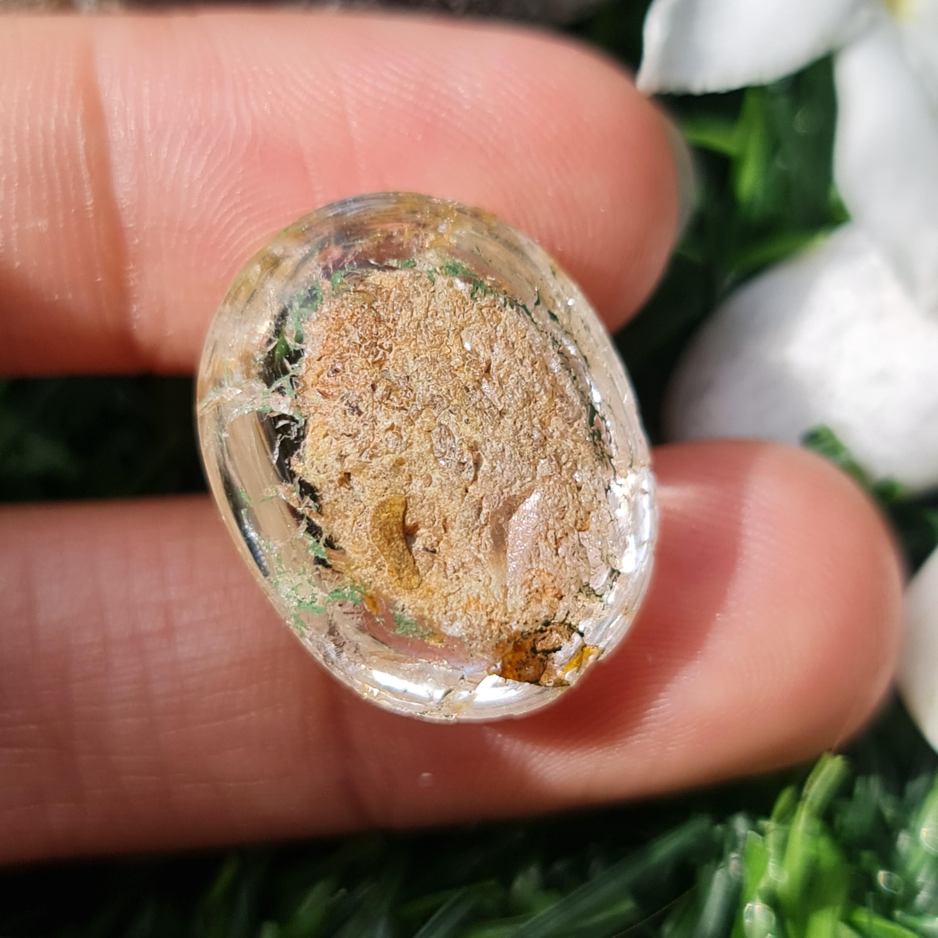 โป่งข่าม ควอตซ์ Rutilated Quartz 30.26 กะรัต Cts. พลอยแท้ อัญมณีมงคลประจําวันเกิด เครื่องประดับพลอย