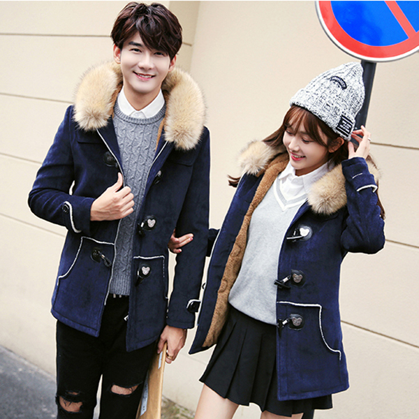 เสื้อโค้ทแฟชั่นญี่ปุ่น มีฮู้ดเฟอร์ถอดได้ ซับขนกันหนาวติดลบ (10227MM)