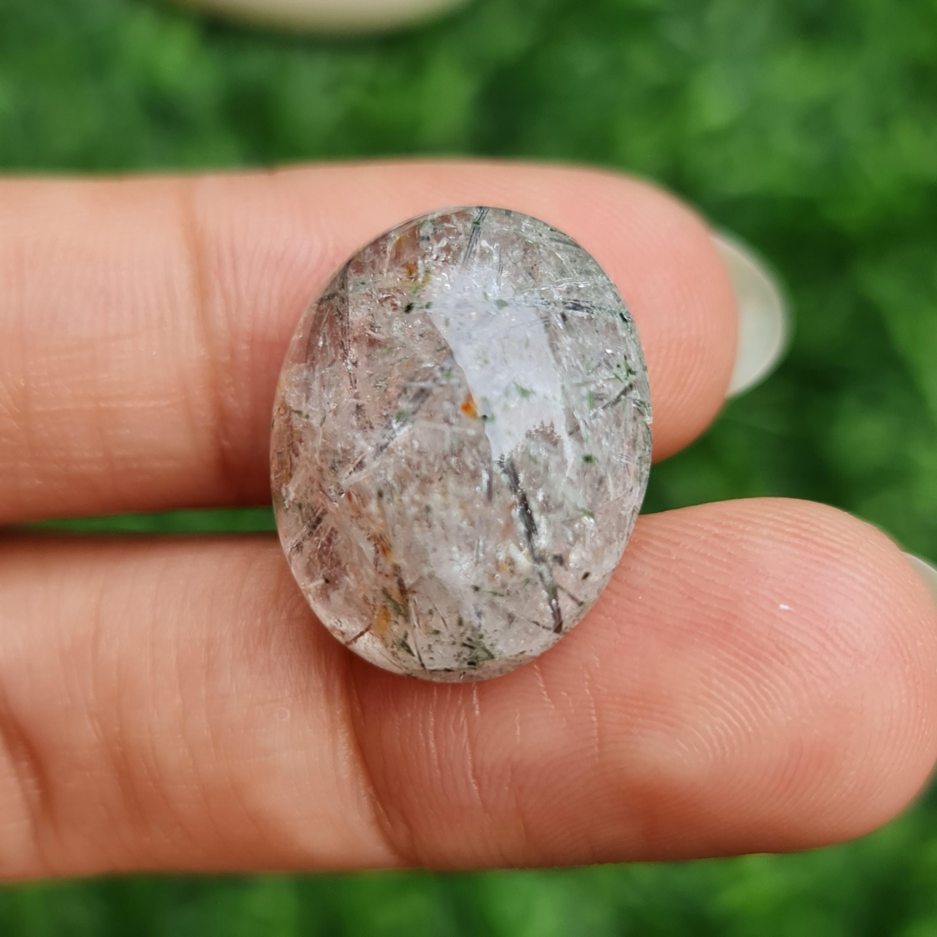 โป่งข่าม ควอตซ์ Rutilated Quartz 25.40 กะรัต Cts. พลอยแท้ อัญมณีมงคลประจําวันเกิด เครื่องประดับพลอย