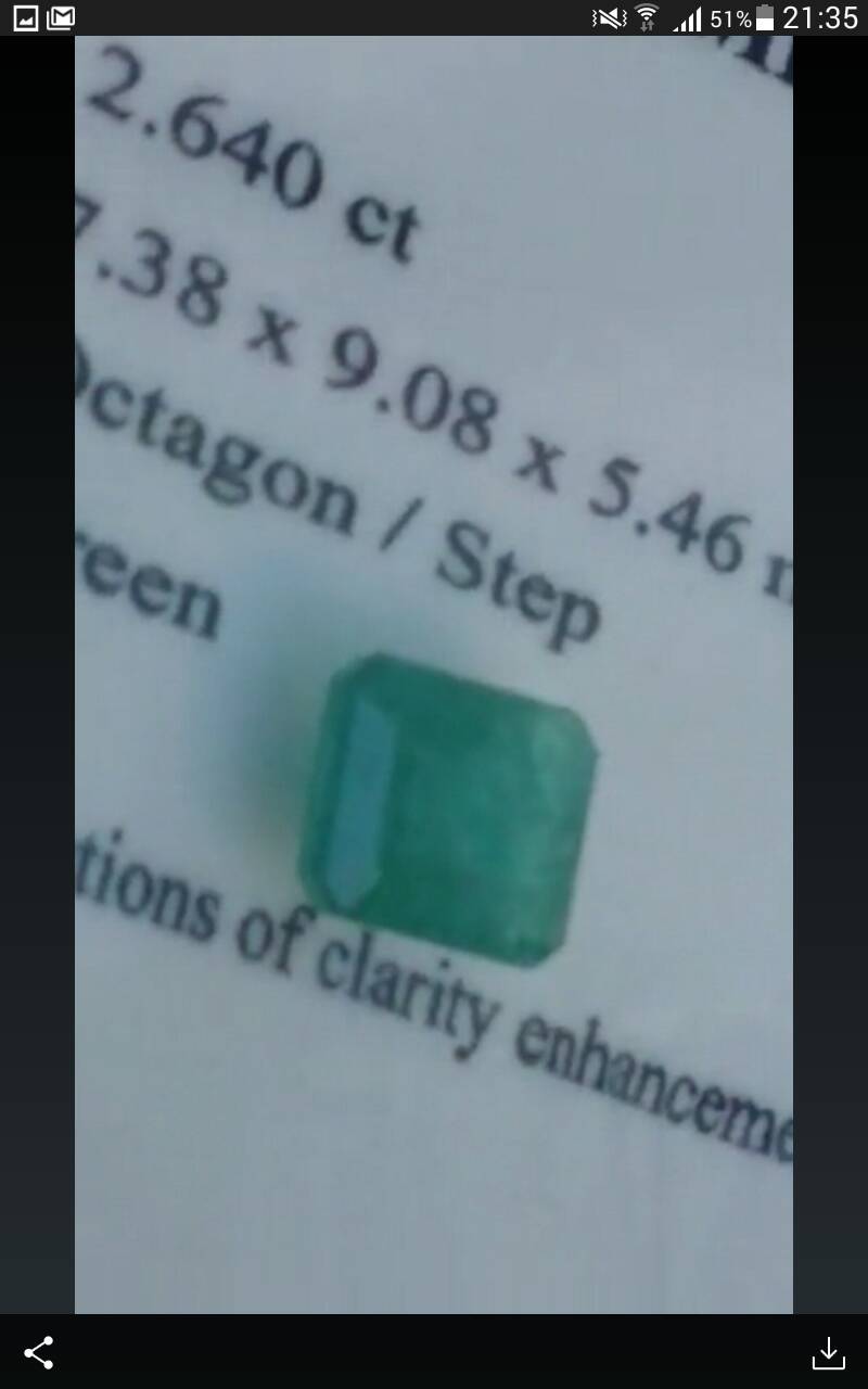 พลอย มรกต Natural Emerald 祖母绿 แซมเบีย 2.64 กะรัต (Cts.克拉) พร้อมใบ Certified