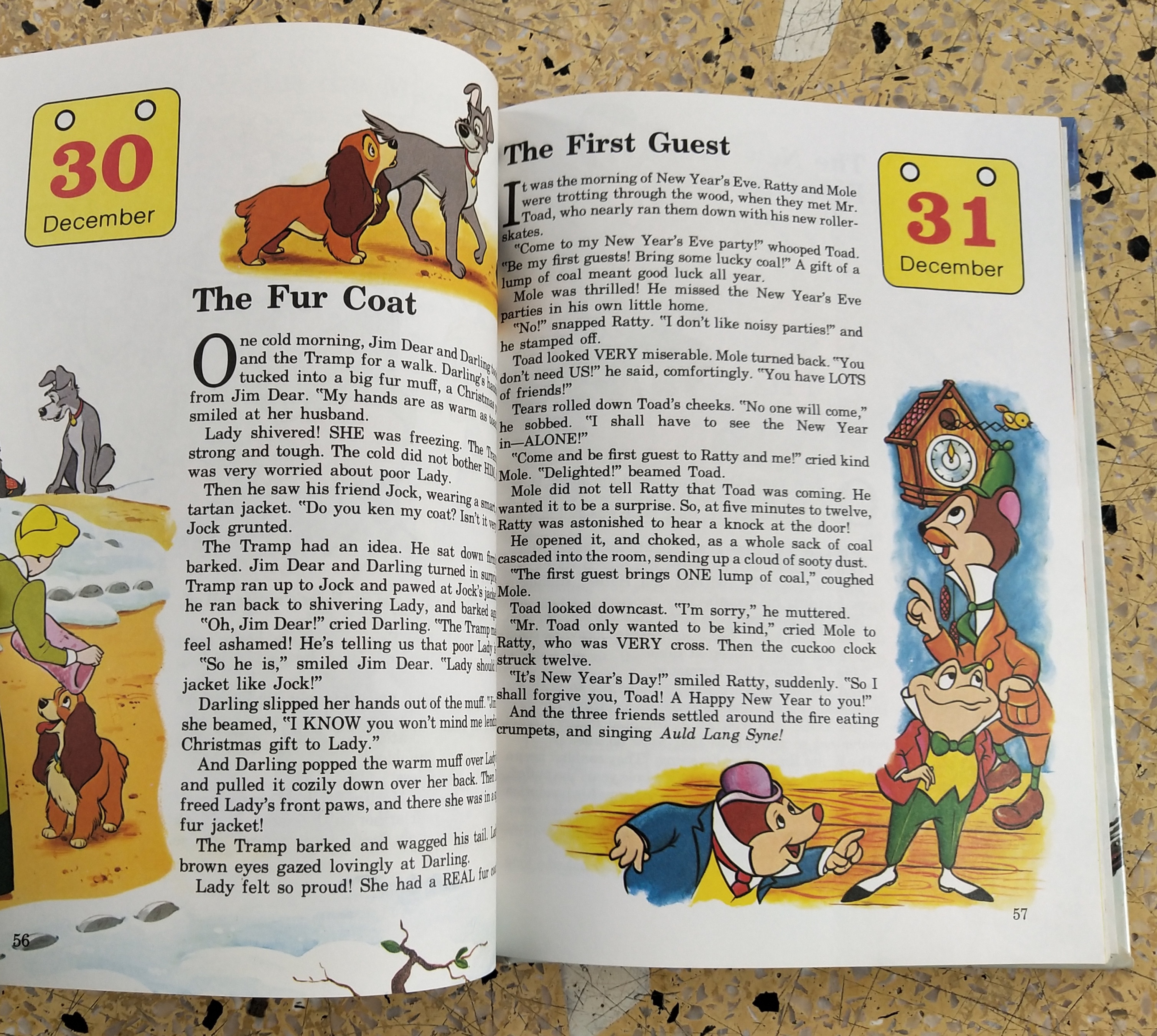 หนังสือภาพการ์ตูนดิสนีย์น่ารัก **หนังสิอเก่า มีตำหนิ โปรดตรวจสอบทุกภาพ ปกแข็ง ฉบับภาษาอังกฤษ เล่าเรื่องราวของทุกวันในฤดูหนาว ผ่านตัวการ์ตูนจากดิสนีย์ Story a Day for every day of the year ,Winter