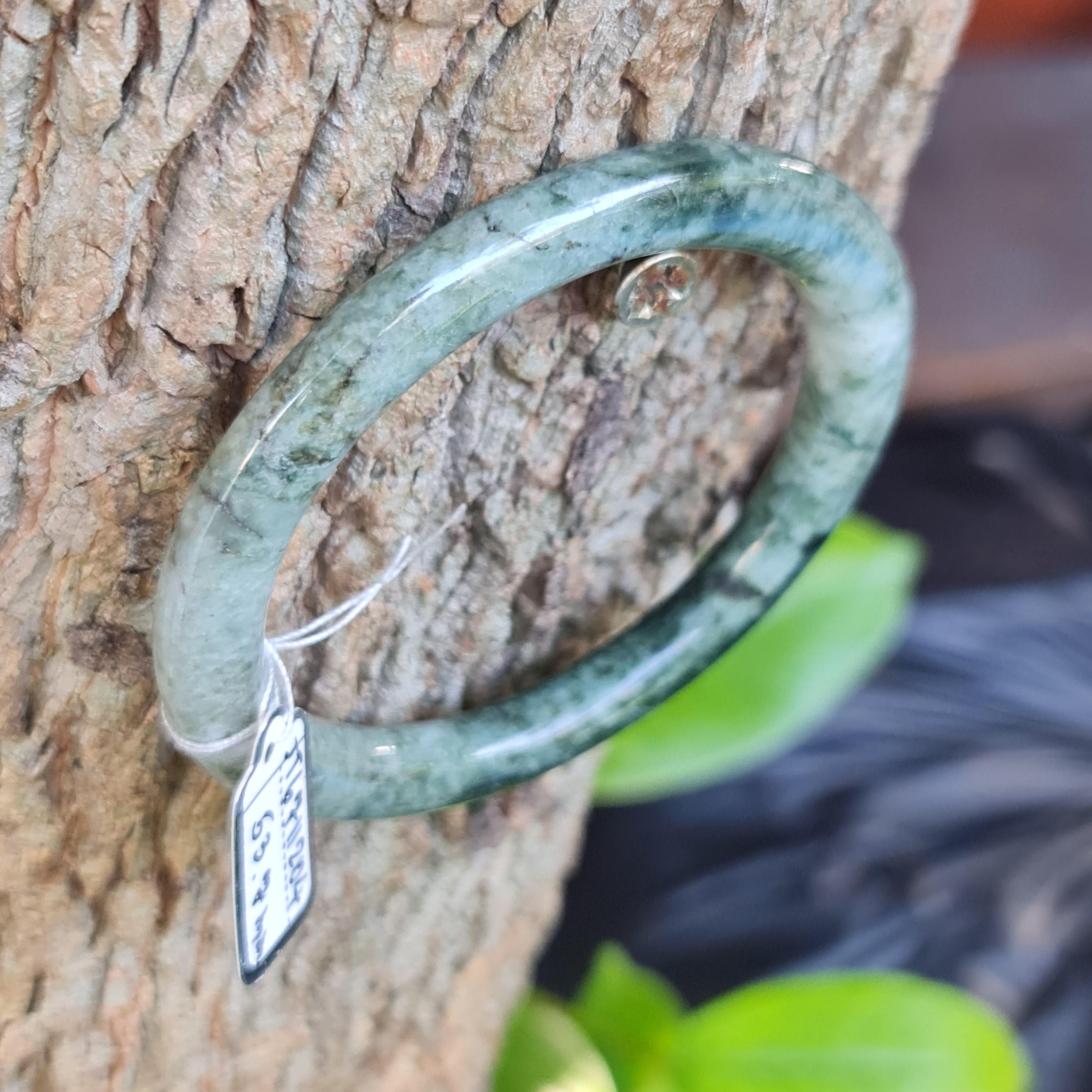 JT6711204 หยก พม่า แท้ Jade กำไลหยก 53.7 มม. (Jadeite bracelet) พม่า (Myanmar)