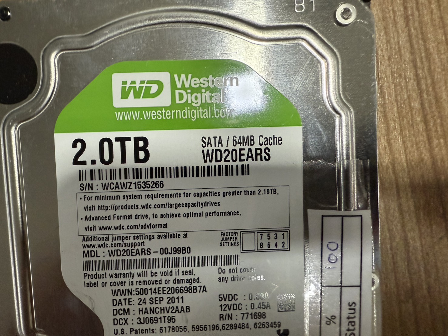 HDD WD Green 2TB SATA 3.5 6Gbps 7200RPM"