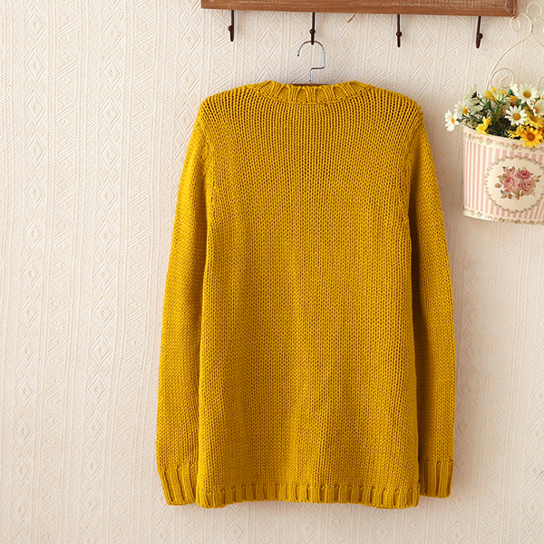 เสื้อคลุมกันหนาววินเทจ ไหมพรมหนานุ่มถักลายนูน (12065LM)