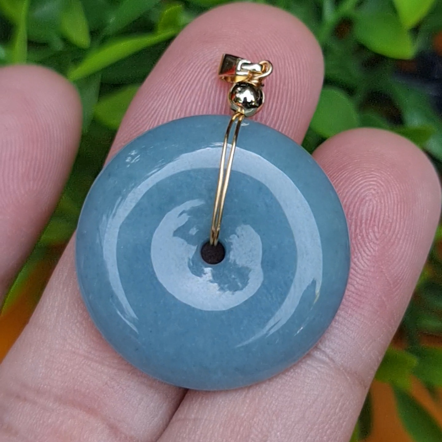 หยก จี้โดนัทหยก 56.30 Cts. (ฺBi Disc Jade) หยกแท้ อัญมณีมงคลประจําวันเกิด เครื่องประดับพลอย