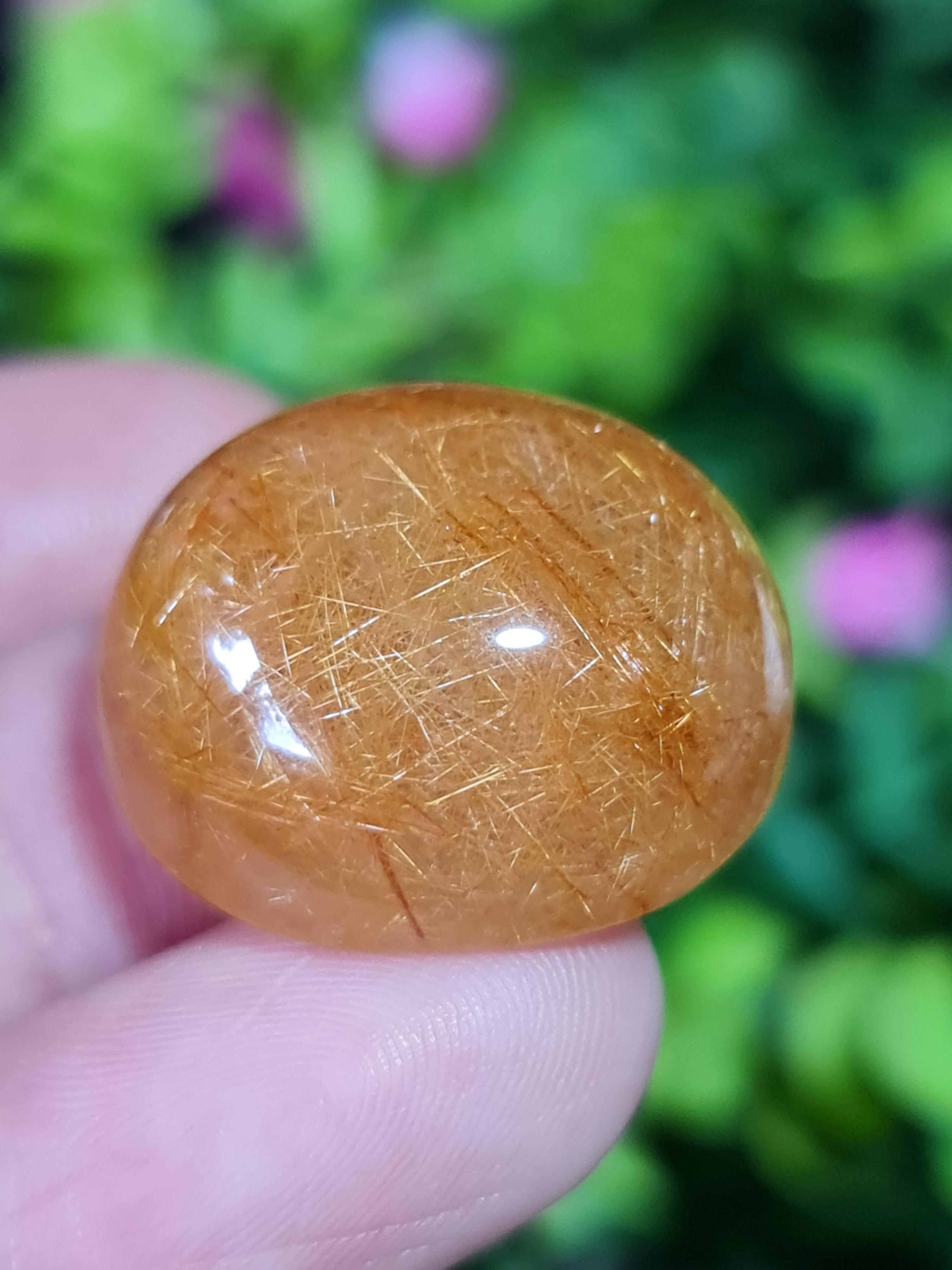 ไหมทอง ควอตซ์ Golden Rutilated Quartz 41.64 กะรัต Cts.พลอยแท้ อัญมณีมงคลประจําวันเกิด เครื่องประดับพลอย