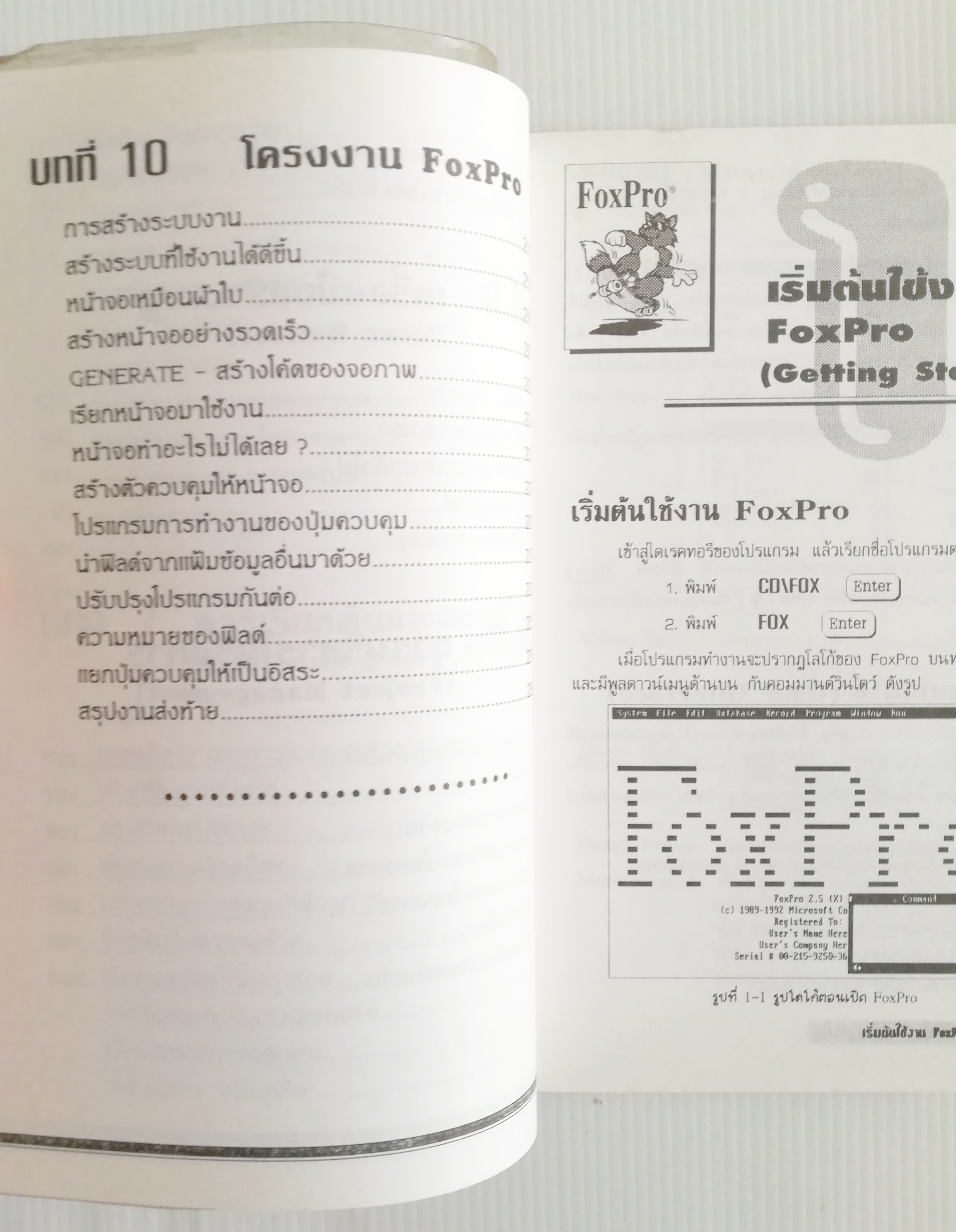 หนังสือคอมพิวเตอร์เก่า "เรียนรู้ Microsoft FoxPro for DOS Version 2.0,2.5 และ 2.6" โดย ปรเมศวร์ มินศิริ หนังสือเก่า โปรดตรวจสอบทุกภาพ
