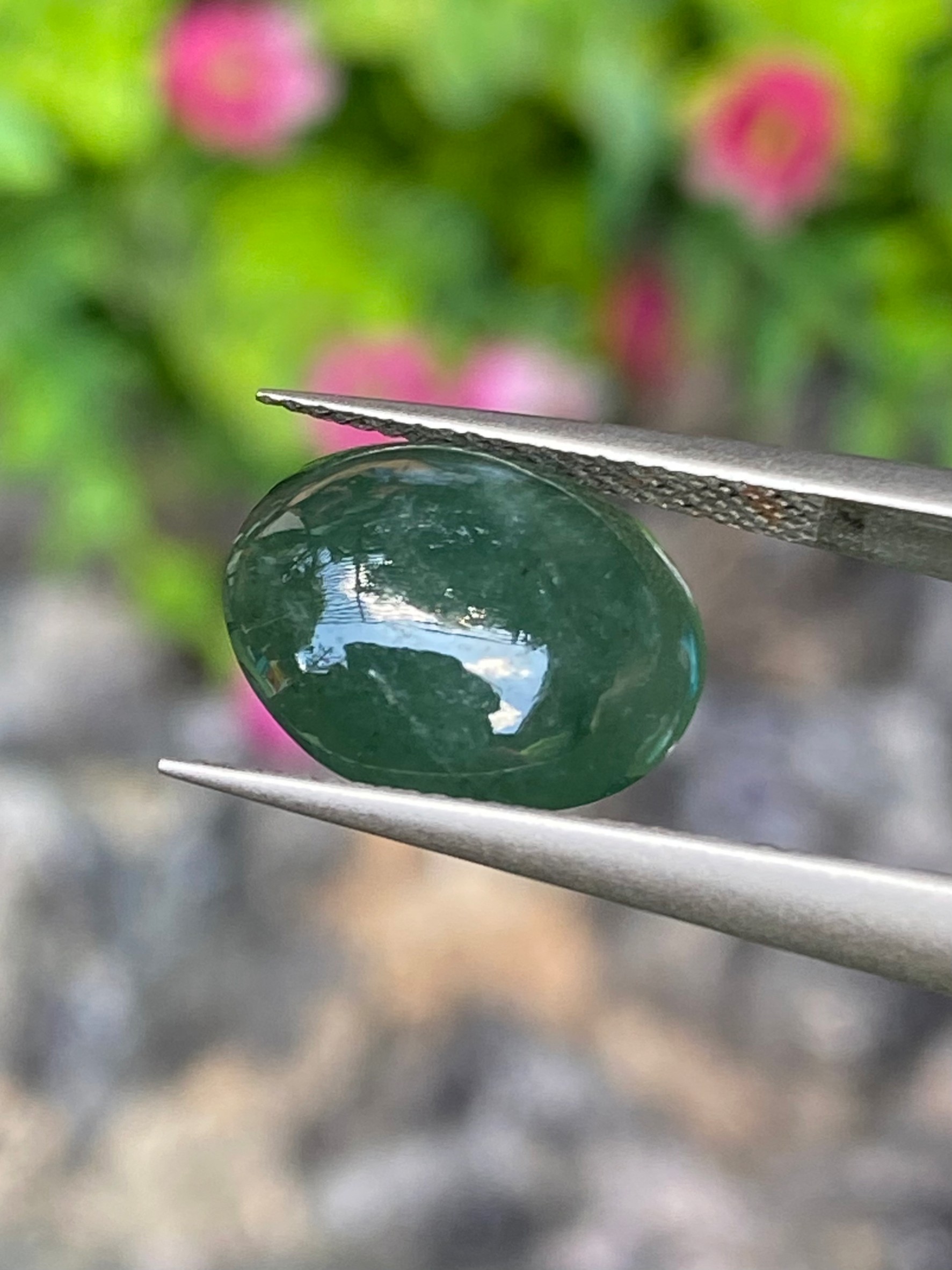 หยกพม่าเจียรนัย (Burmese jade ) 4.21 กะรัต หยกแท้ อัญมณีมงคลประจําวันเกิด เครื่องประดับหยก