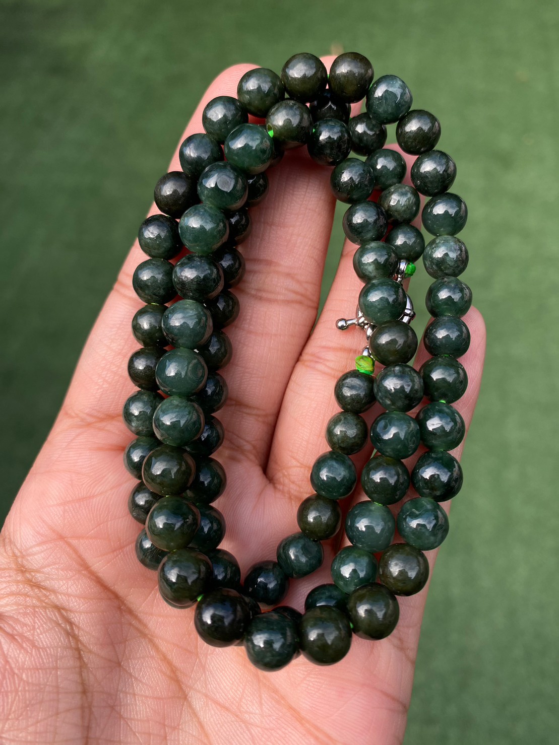 สร้อยคอหยก (Jadeite Necklace) ดิบ ไม่ผ่านการปรับปรุง (Type A) พม่า (Myanmar) หยก พม่า แท้ Jade