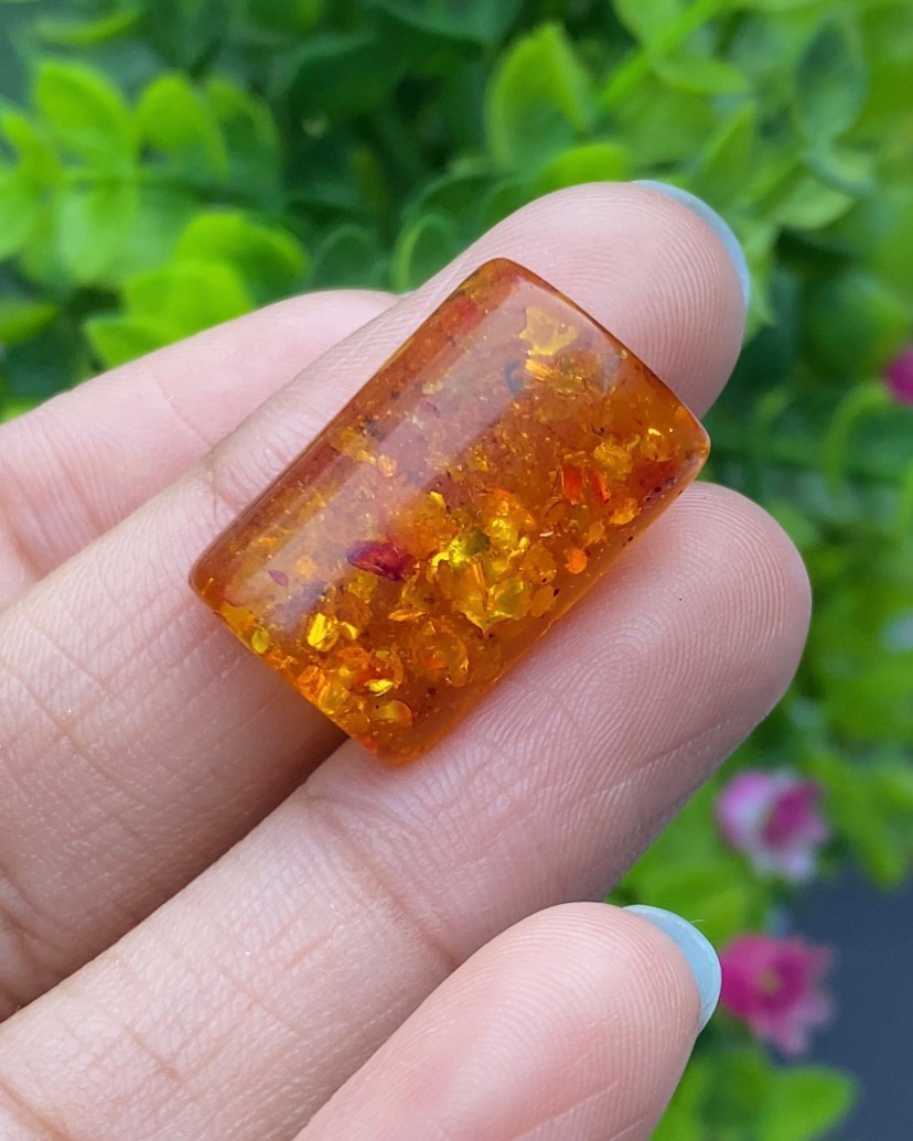 อำพัน Amber 9.05 กะรัต พลอยแท้ อัญมณีมงคลประจําวันเกิด เครื่องประดับพลอย