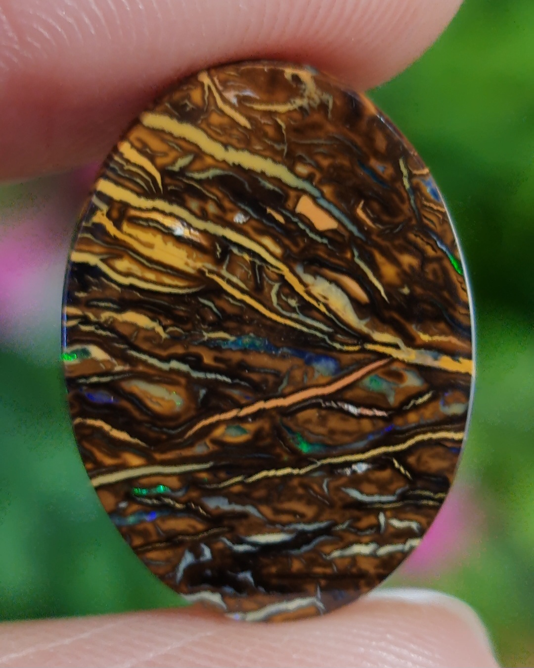 พลอย โบลเดอร์ โอปอล ออสเตรเลีย Australian Boulder Opal 10.35 กะรัต (Cts.) พลอยแท้ อัญมณีมงคลประจําวันเกิด เครื่องประดับพลอย