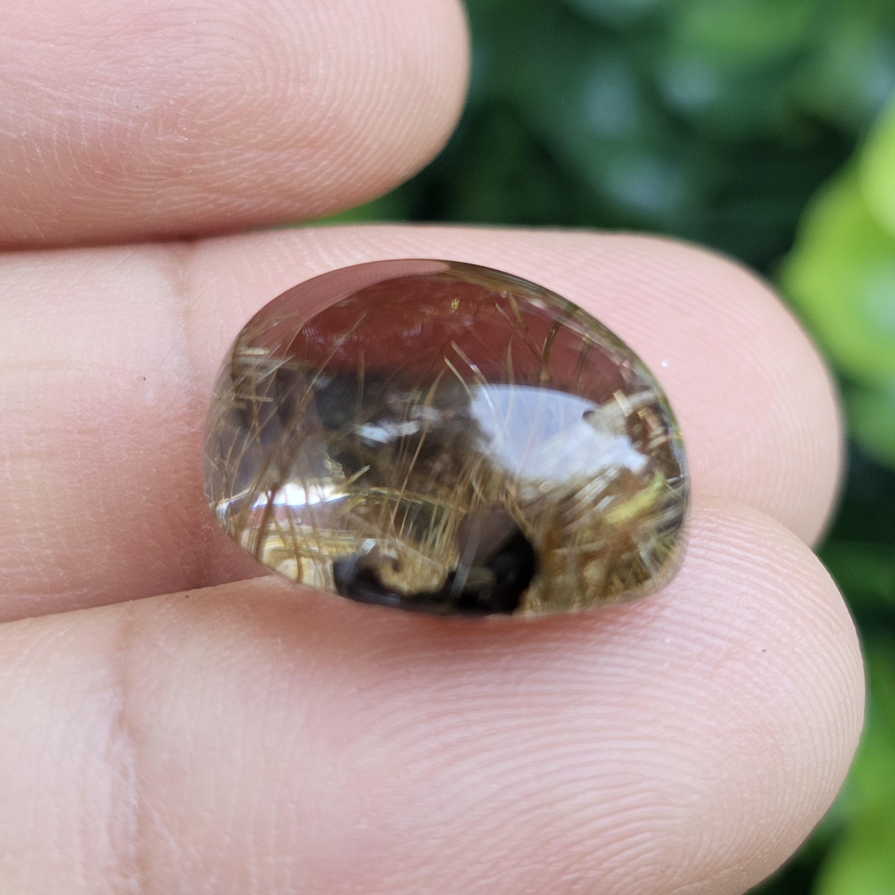 ไหมทอง ควอตซ์ Golden Rutilated Quartz 16.47 กะรัต Cts.พลอยแท้ อัญมณีมงคลประจําวันเกิด เครื่องประดับพลอย