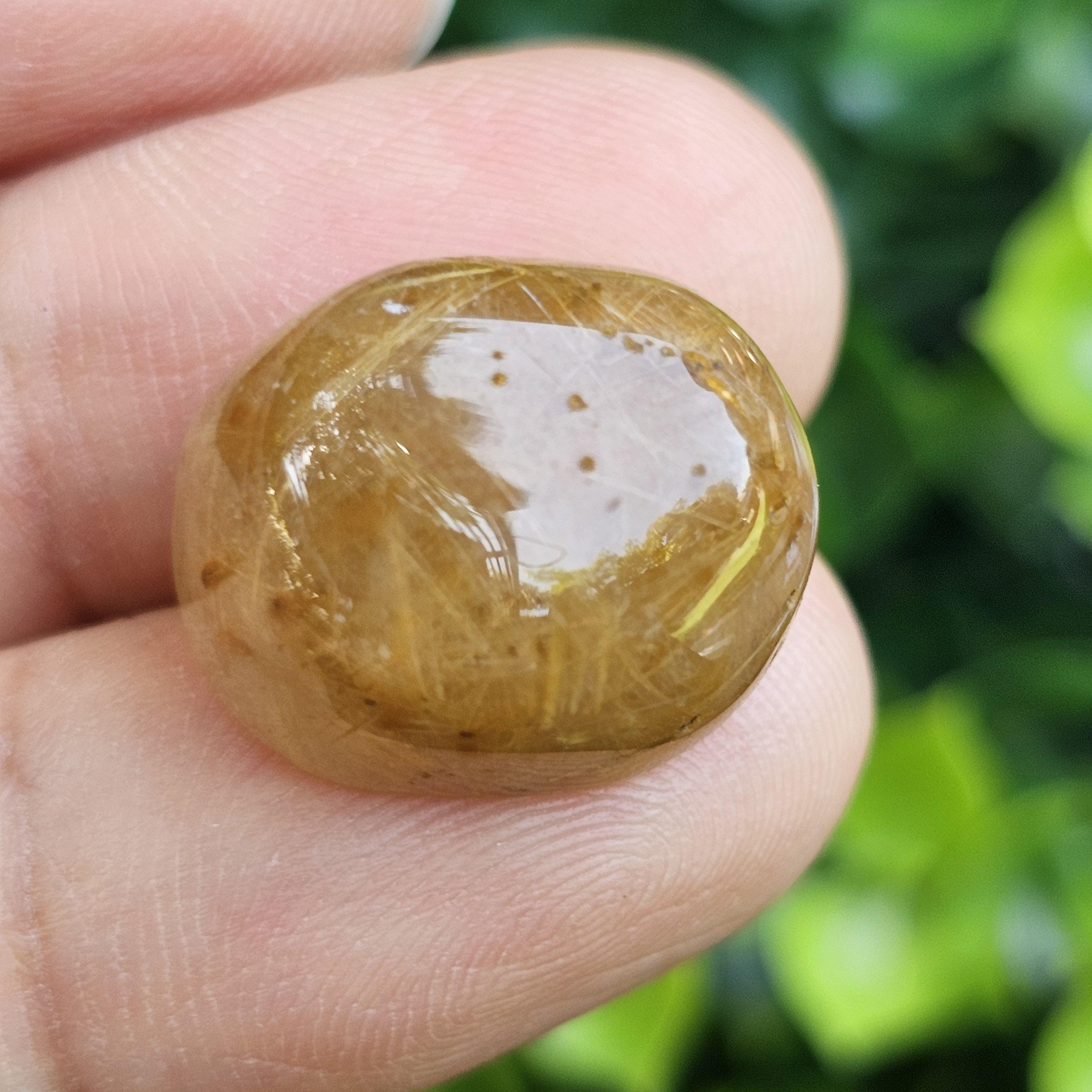 ไหมทอง ควอตซ์ Golden Rutilated Quartz 21.24 กะรัต Cts.พลอยแท้ อัญมณีมงคลประจําวันเกิด เครื่องประดับพลอย