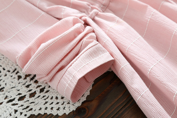 เดรสเชิ้ตแขนยาว เอวผูกจั๊ม แต่งปักลายวินเทจ (12293LM)