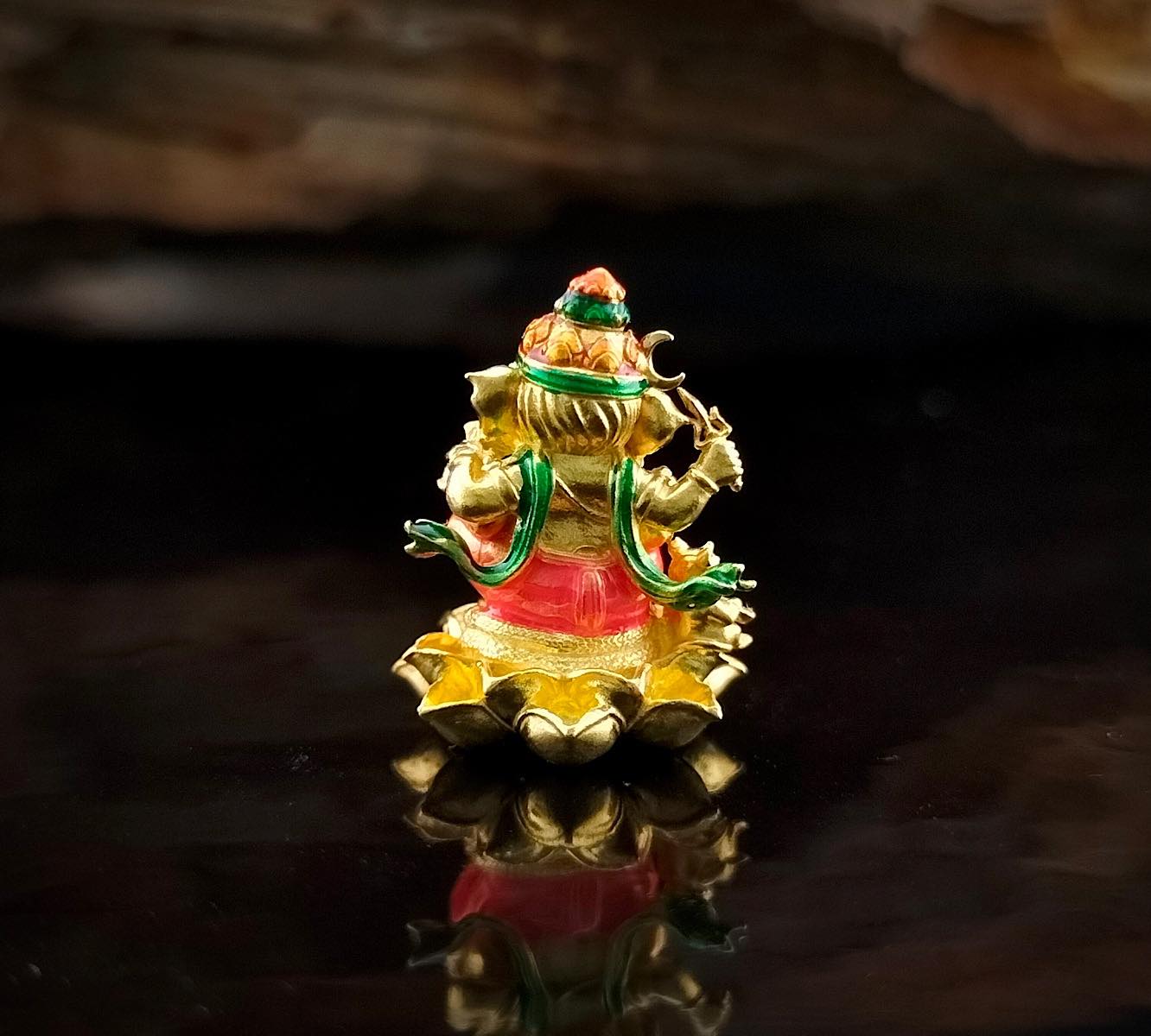 พระพิฆเนศ รุ่น อนันตสุข รหัส1 เนื้อบรอนซ์ชุบทองลงยา