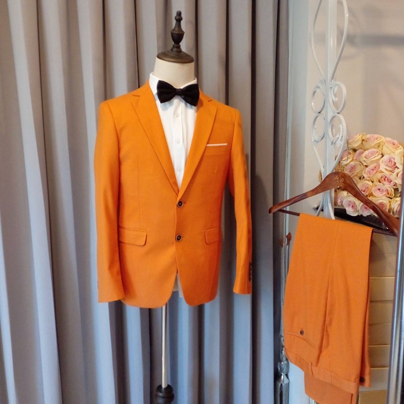 เช่า ชุดสูทชาย สีส้ม สไตล์เกาหลี เซต 2 ชิ้น