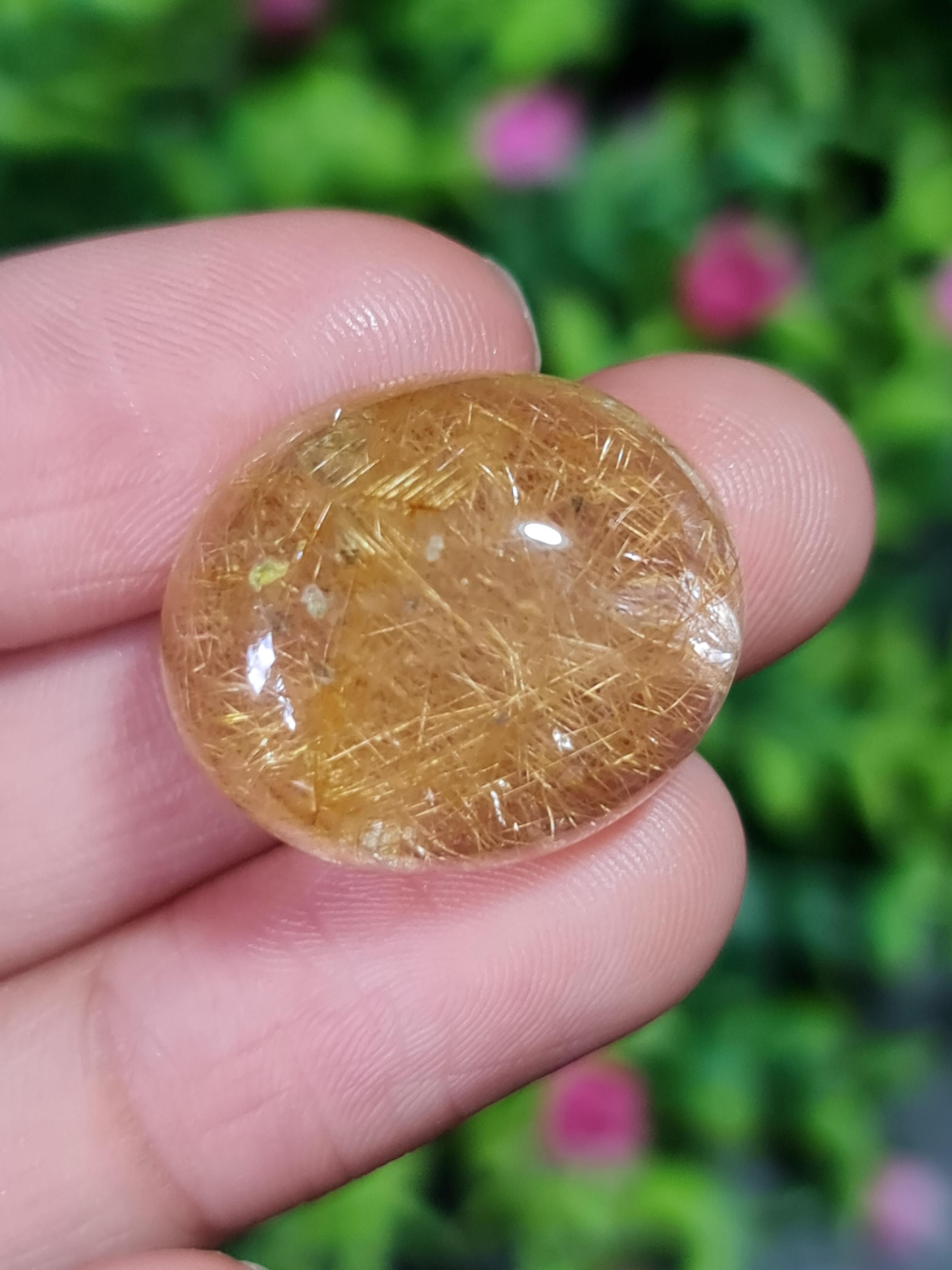 ไหมทอง ควอตซ์ Golden Rutilated Quartz 39.24 กะรัต Cts.พลอยแท้ อัญมณีมงคลประจําวันเกิด เครื่องประดับพลอย