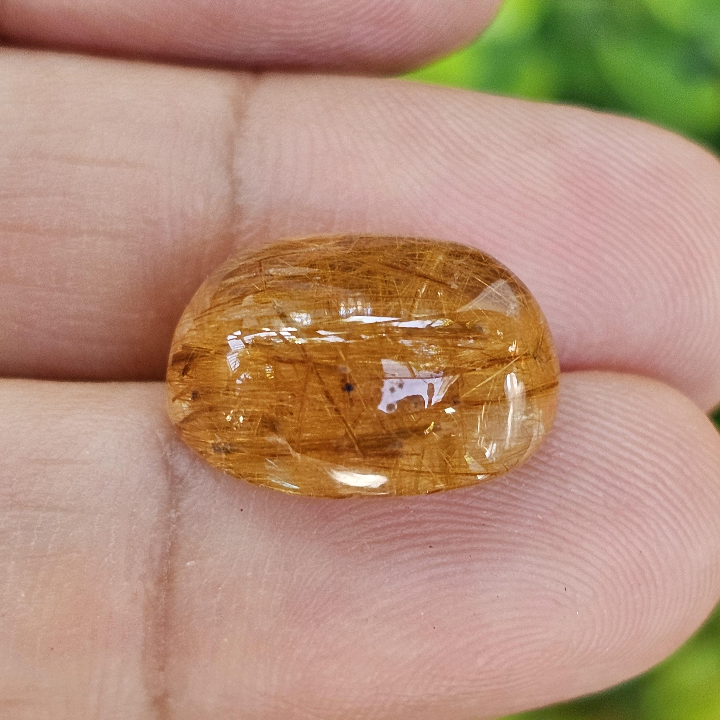 ไหมทอง ควอตซ์ Golden Rutilated Quartz 11.98 กะรัต Cts.พลอยแท้ อัญมณีมงคลประจําวันเกิด เครื่องประดับพลอย