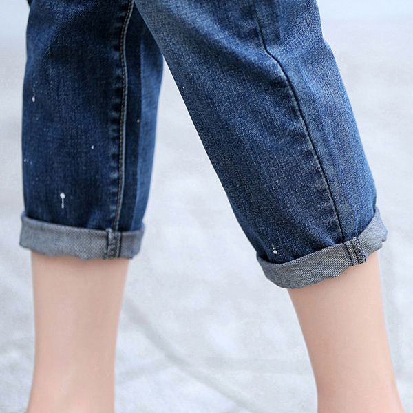 กางเกงยีนส์ขายาวแปดส่วน แต่งขาแนวเซอร์ (11458X)