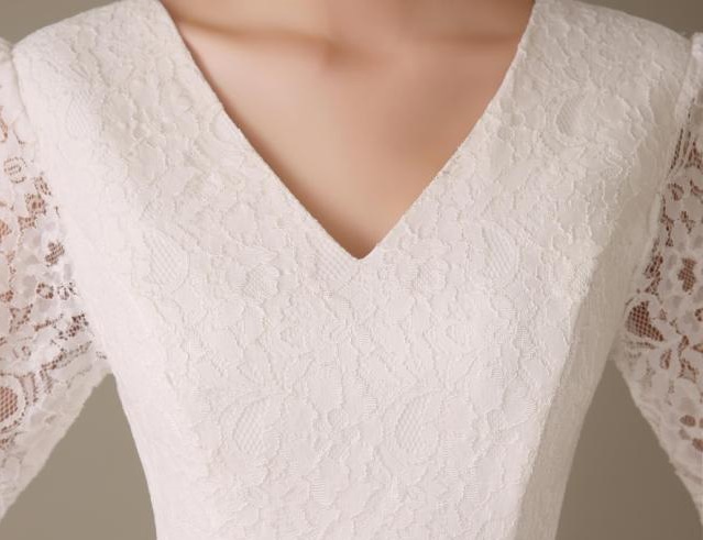 พร้อมส่ง ชุดราตรียาว แขนสามส่วน สีขาว แต่งลูกไม้ช่วงบน (ลูกไม้เนื้อนิ่ม) ตัวกระโปรงเป็นผ้าชีฟอง ช่วงเอวแต่งเพชร สวยหรู (L - 3XL)