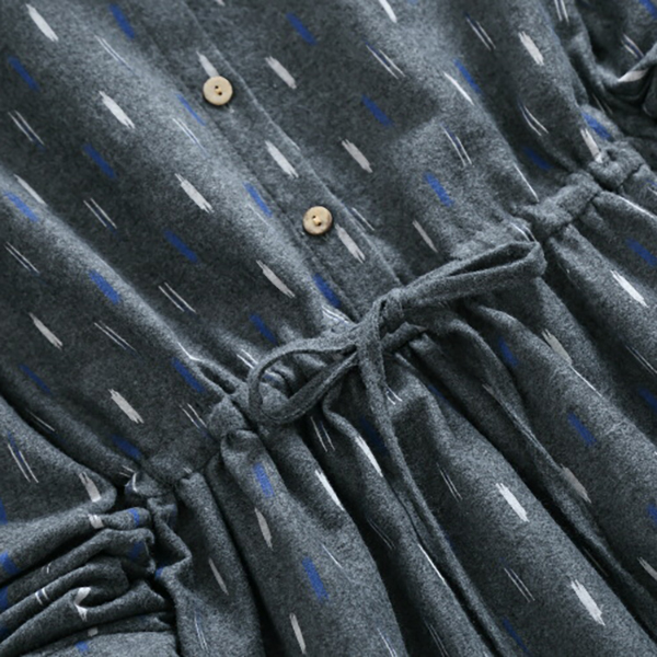 เดรสเชิ้ตแฟชั่นญี่ปุ่น แขนยาว เอวผูกจั๊ม (12297LM)