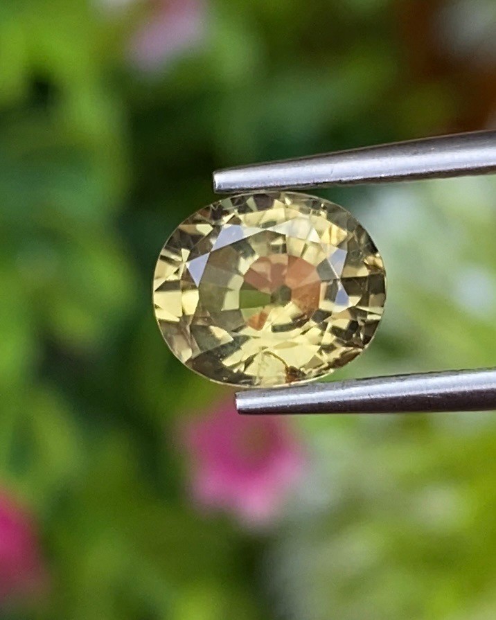 พลอย คริโซเบริล (Chrysoberyl) 1.68 กะรัต (Cts.) พลอยแท้ อัญมณีมงคลประจําวันเกิด เครื่องประดับพลอย