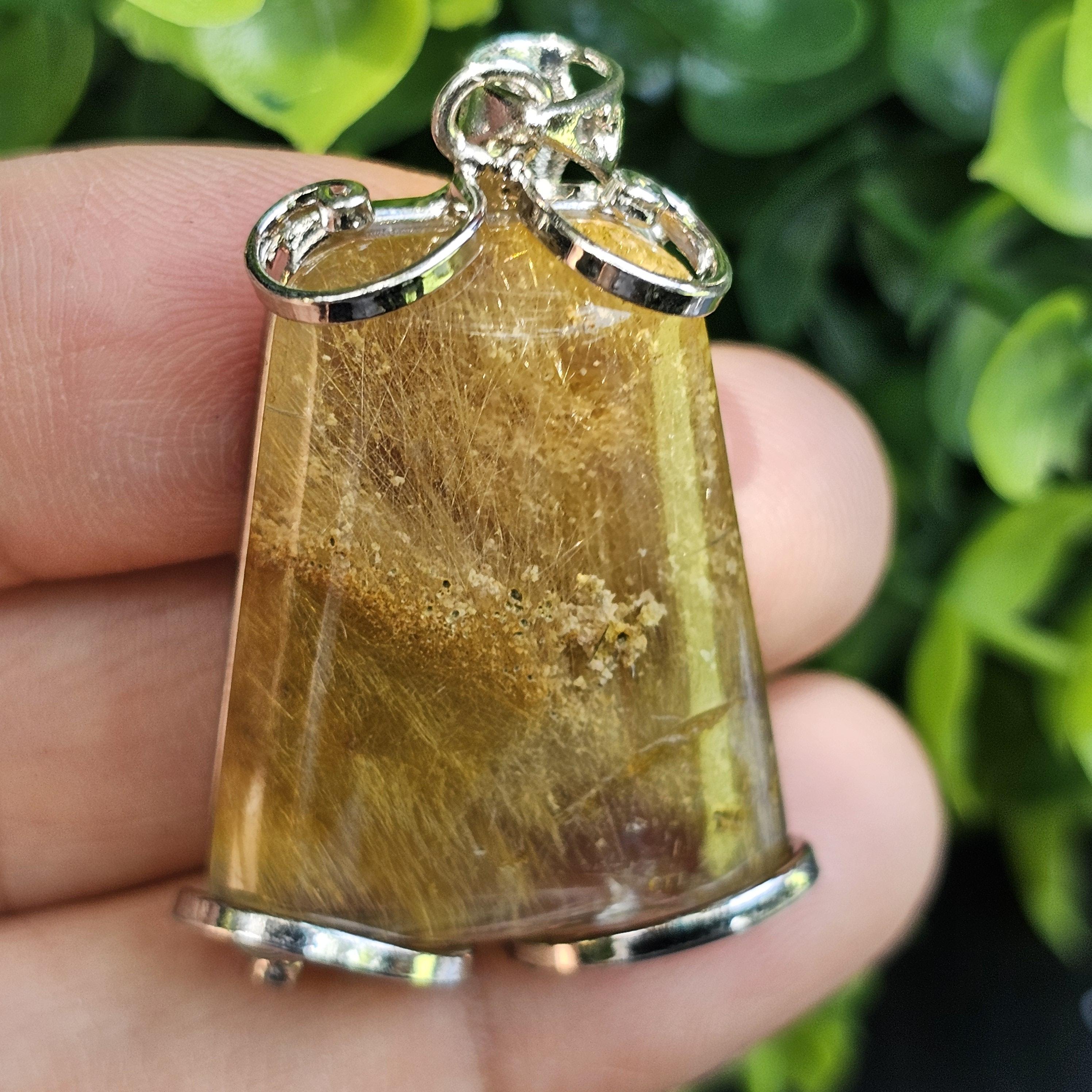 จี้ไหมทอง (Golden Rutilated Quartz) 13.42 กรัม g.พลอยแท้ อัญมณีมงคลประจําวันเกิด เครื่องประดับพลอย