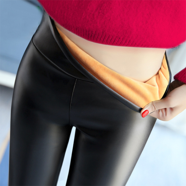 กางเกงหนังบุขนแคชเมียร์ กันหนาวติดลบลุยหิมะได้ (12324L)