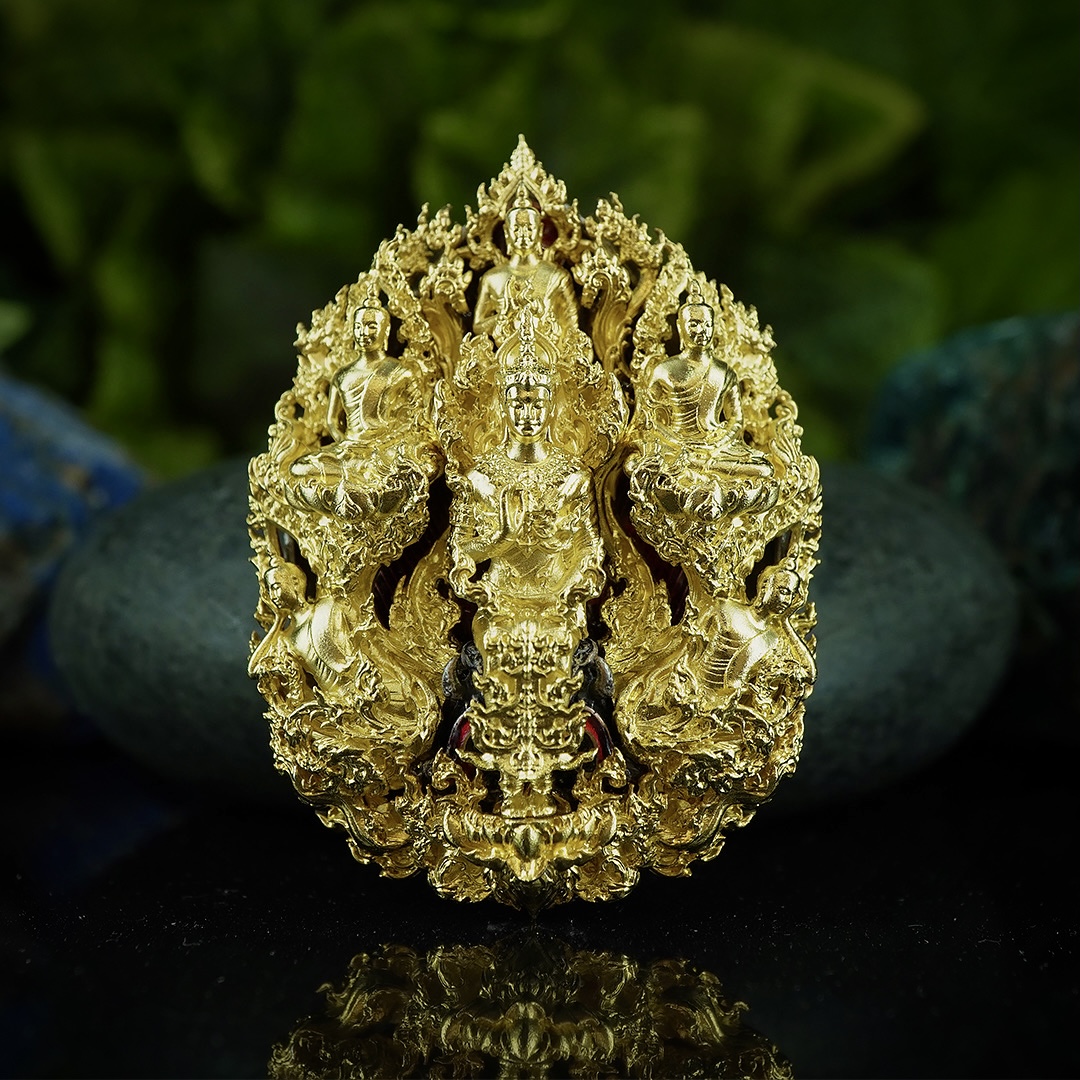 พระยมกปาฎิหาริย์ รายการพิเศษ เนื้อบรอนซ์ชุบทองหลังชุบซาตินลงยาแดง