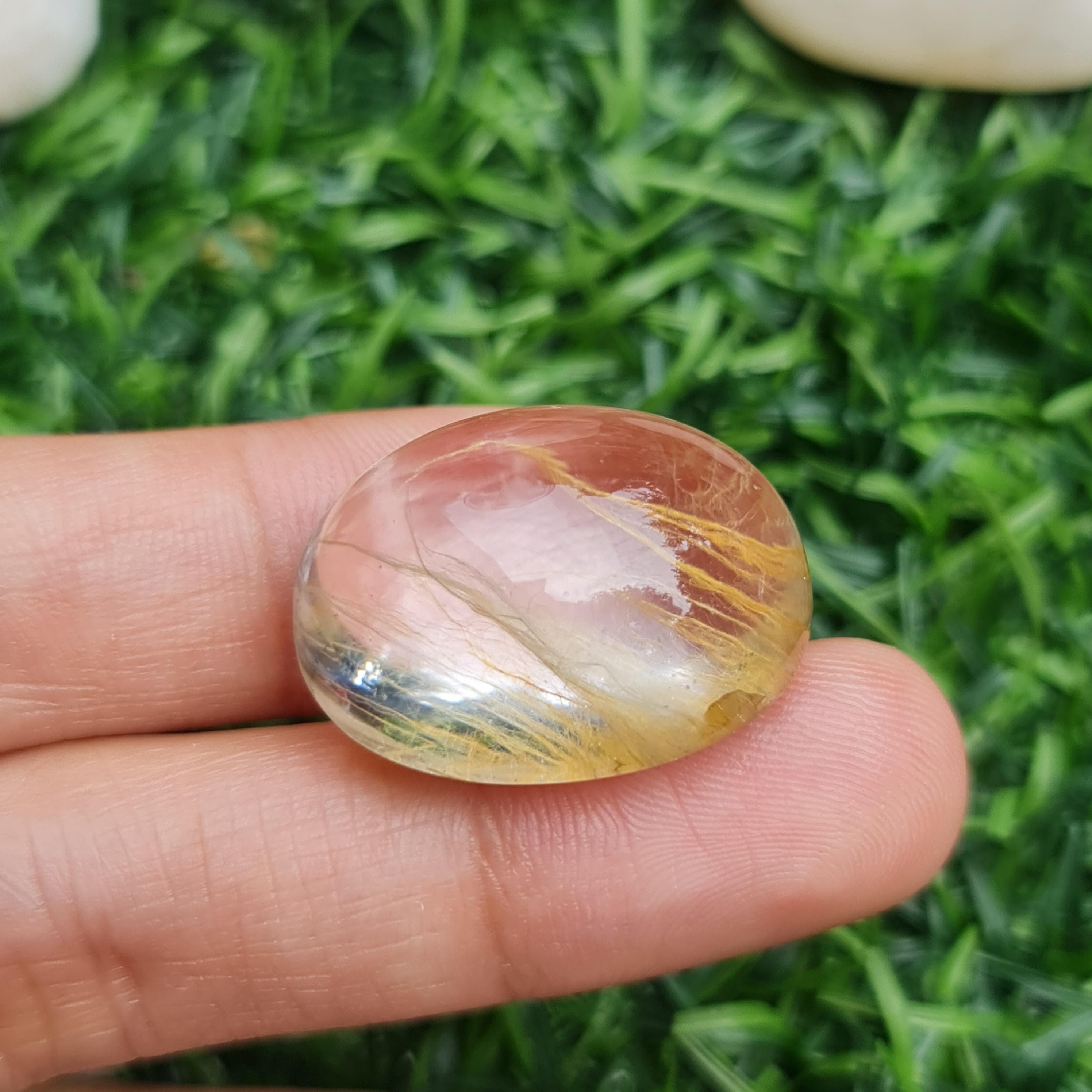 โป่งข่าม ควอตซ์ Rutilated Quartz 50.06 กะรัต Cts. พลอยแท้ อัญมณีมงคลประจําวันเกิด เครื่องประดับพลอย