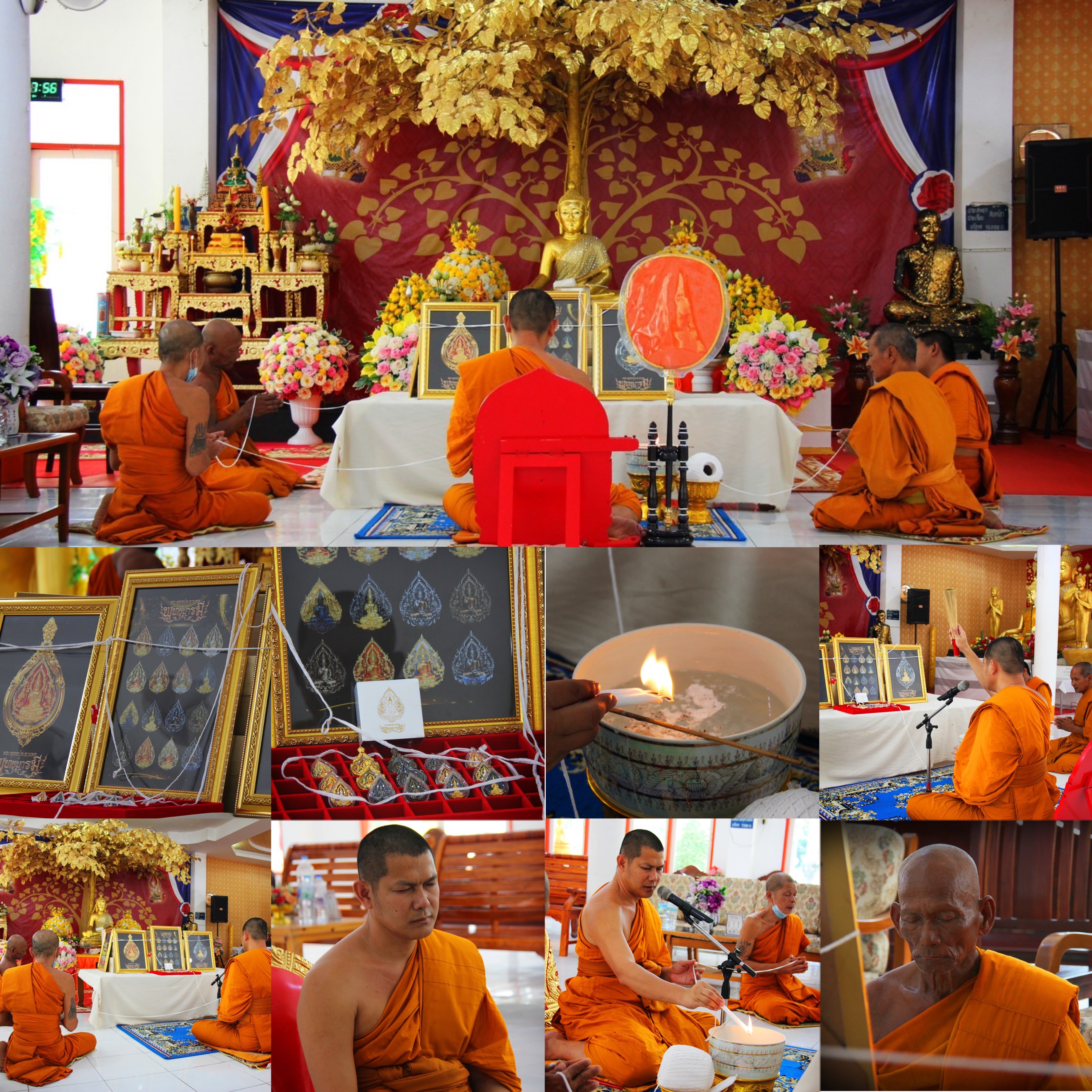 พระพุทธประทานพร รุ่น พุทธบารมี รหัส9 เนื้อบรอนซ์ชุบทอง องค์สีรุ้ง