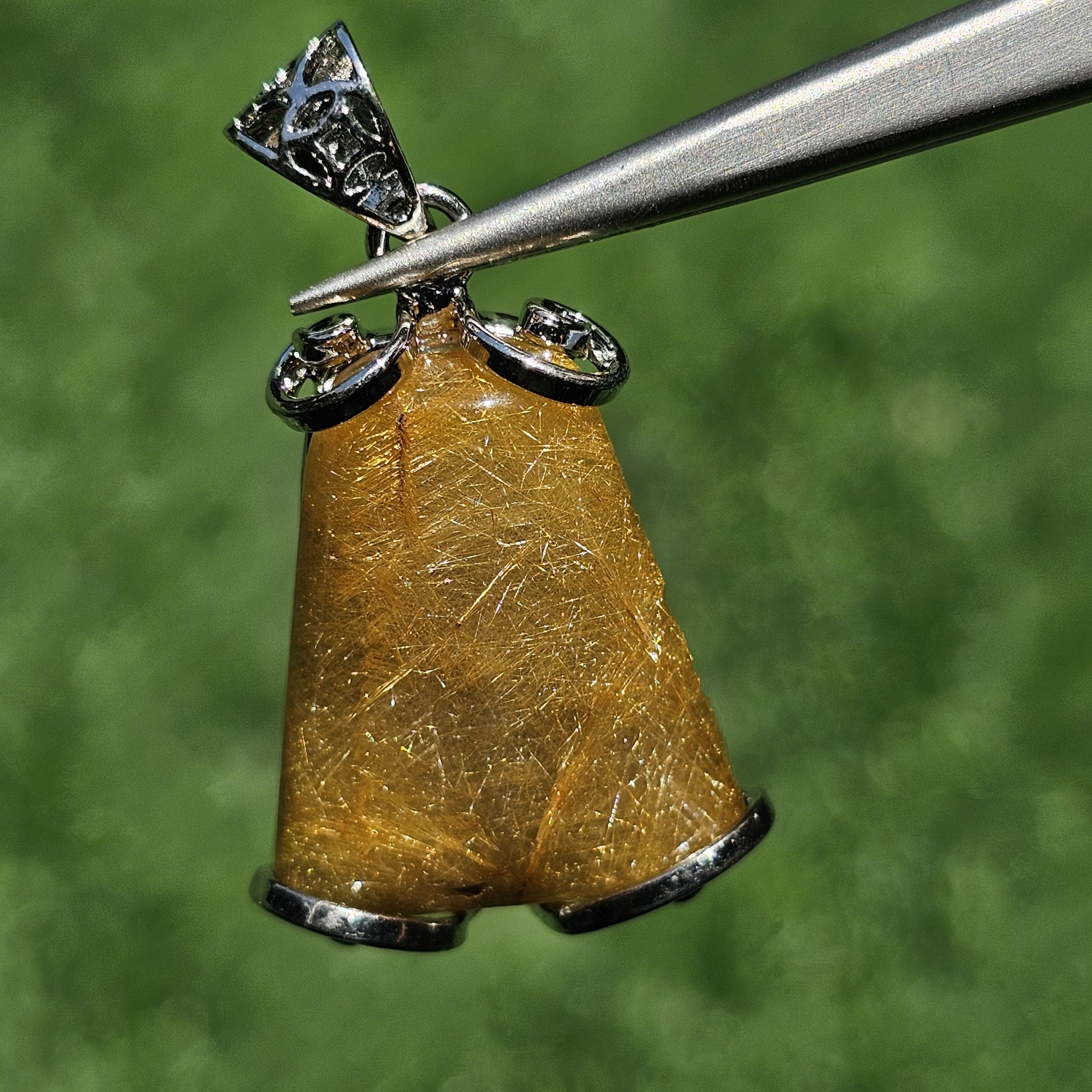 จี้ไหมทอง (Golden Rutilated Quartz) 8.11 กรัม g. พลอยแท้ อัญมณีมงคลประจําวันเกิด เครื่องประดับพลอย