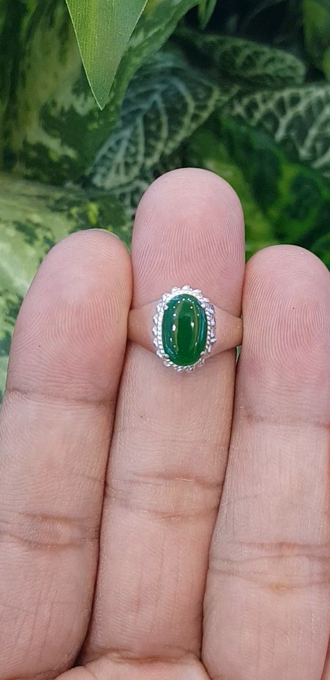 หยก พม่า แท้ Jade แหวนหยก 翡翠戒指 (Jadeite ring) 1.07 กะรัต (Cts.) (Size) 57 ดิบ ไม่ผ่านการปรับปรุง (Type A) พม่า (Myanmar)