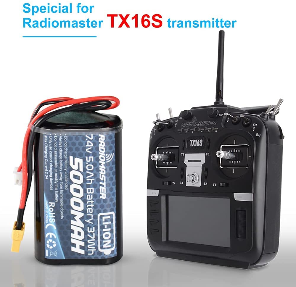 แบตรีโมท RadioMaster TX16S 2S 7.4V 37Wh 5000mAh Li-Ion Battery JST-XH and XT30 Compatible TBS Crossfire และ ELRS Module ใหม่ สำเนา
