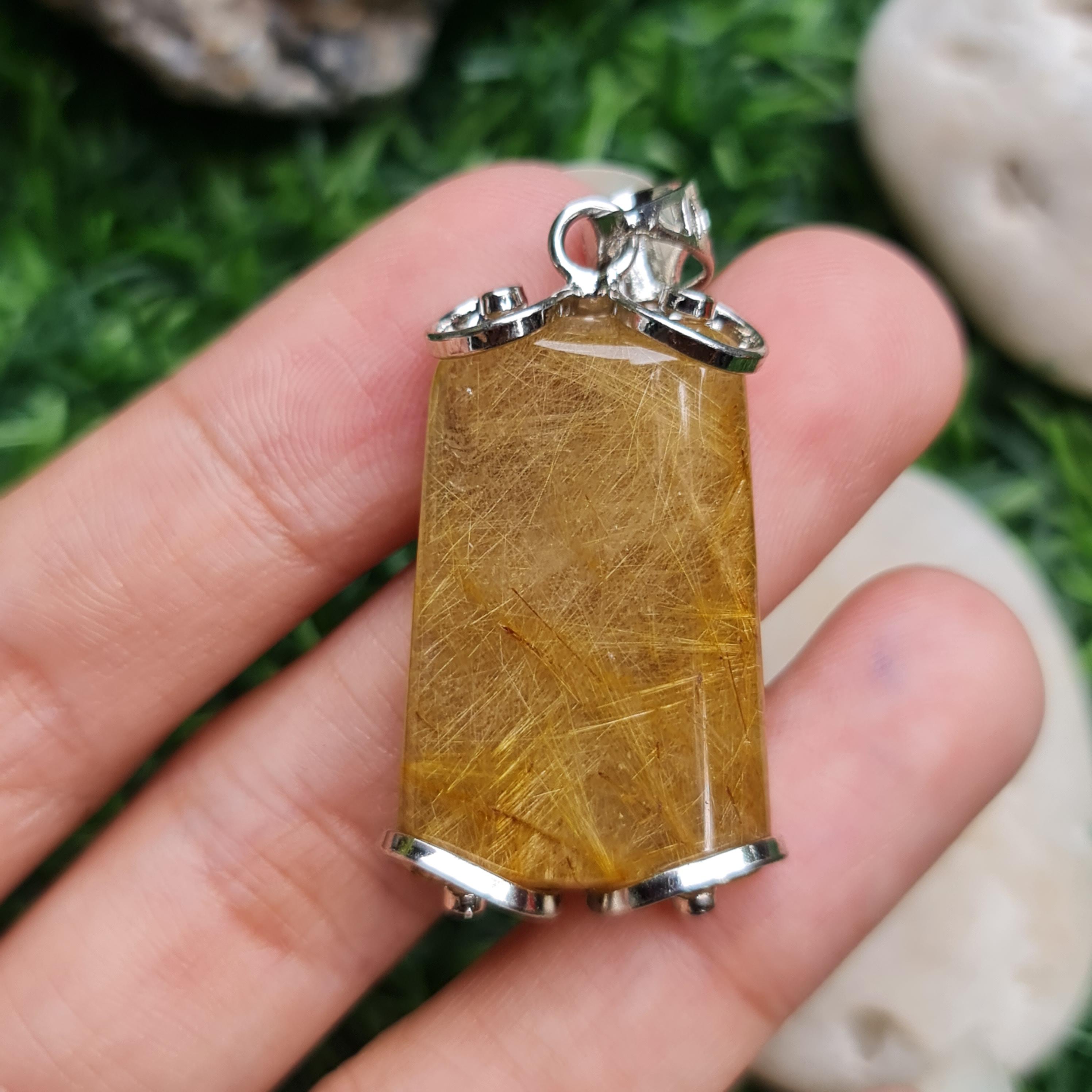 จี้ไหมทอง (Golden Rutilated Quartz) 52.20 กรัม g.พลอยแท้ อัญมณีมงคลประจําวันเกิด เครื่องประดับพลอย