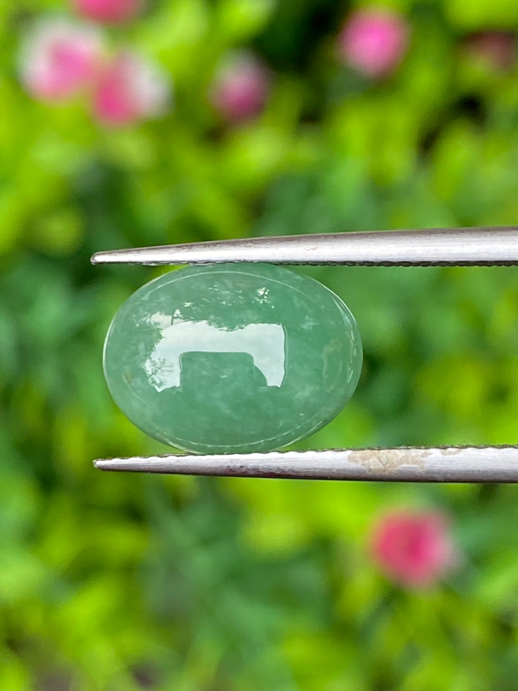 หยกพม่าเจียรนัย (Burmese jade ) 3.51 กะรัต หยกแท้ อัญมณีมงคลประจําวันเกิด เครื่องประดับหยก