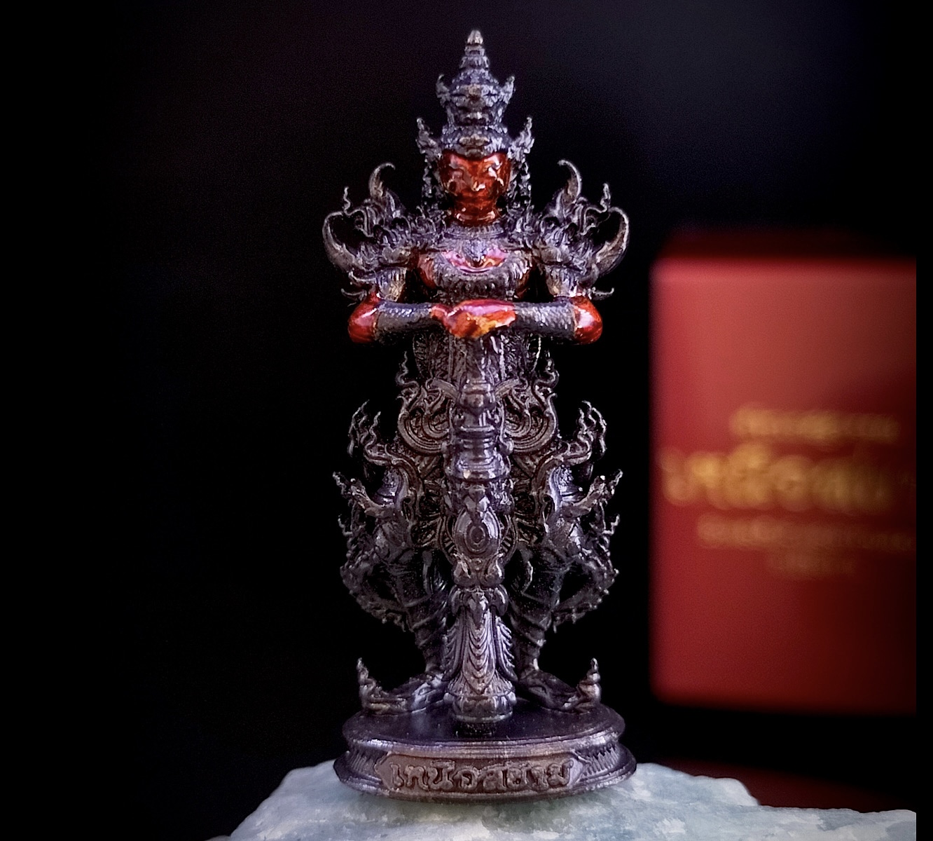 ท้าวเวสสุวรรณเหนือสยาม (หน้าเทพ) รหัส 6.20 เนื้อบรอนซ์รมดำลงยากายแดง