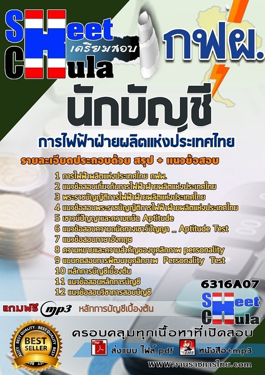 แนวข้อสอบนักบัญชี การไฟฟ้าฝ่ายผลิตแห่งประเทศไทย (กฟผ)