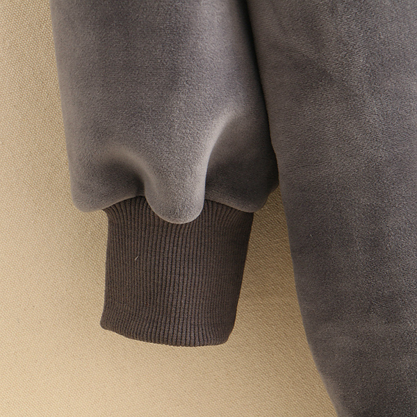 เดรสกันหนาว แขนยาว ผ้ากำหยี่หนานุ่มปักลายแมว (12335LM)