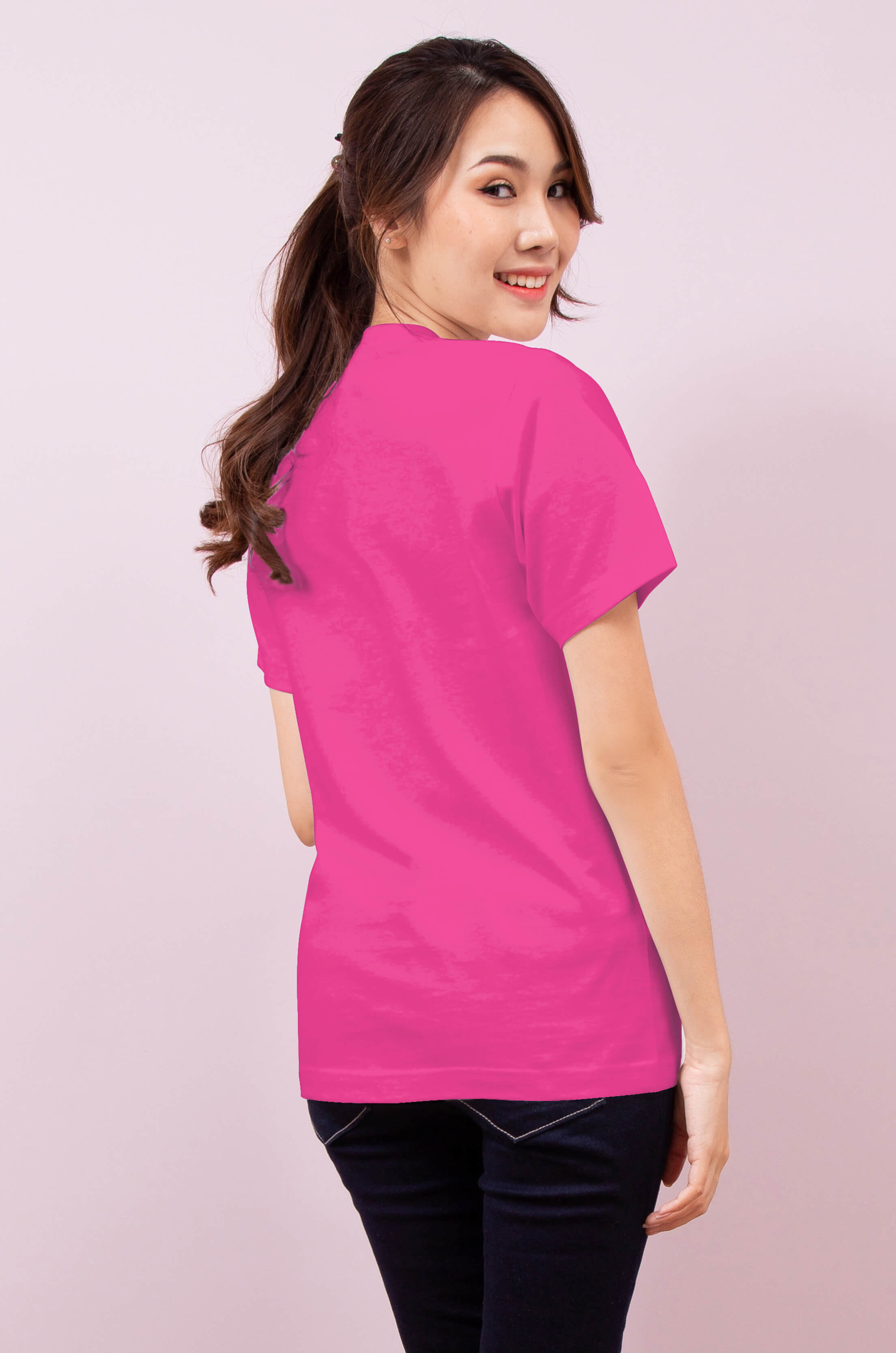 เสื้อยืด OV102 คอวี ผ้าCotton100% 32 เนื้อนุ่ม ใส่สบาย สีบานเย็น