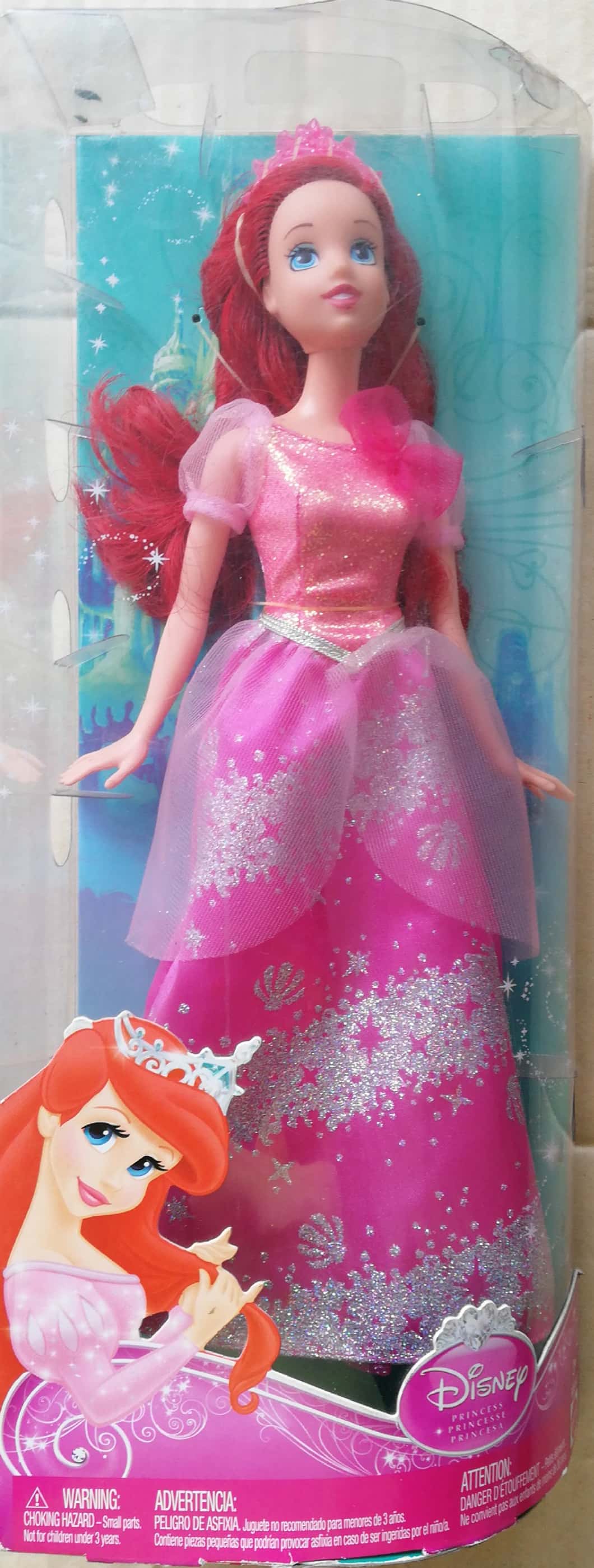 งานเก่า ของสะสมในแพ็ค Disney Princess, Princess Ariel, เจ้าหญิงดิสนีย์ เจ้าหญิงแอเรี่ยล จากการ์ตูนอนิเมชั่น เดอะ ลิตเติ้ลเมอเมด The Little Mermaid, มีขา นุ่งกระโปรงยาวสีชมพู, ลิขสิทธิ์แมทเทล Mattel