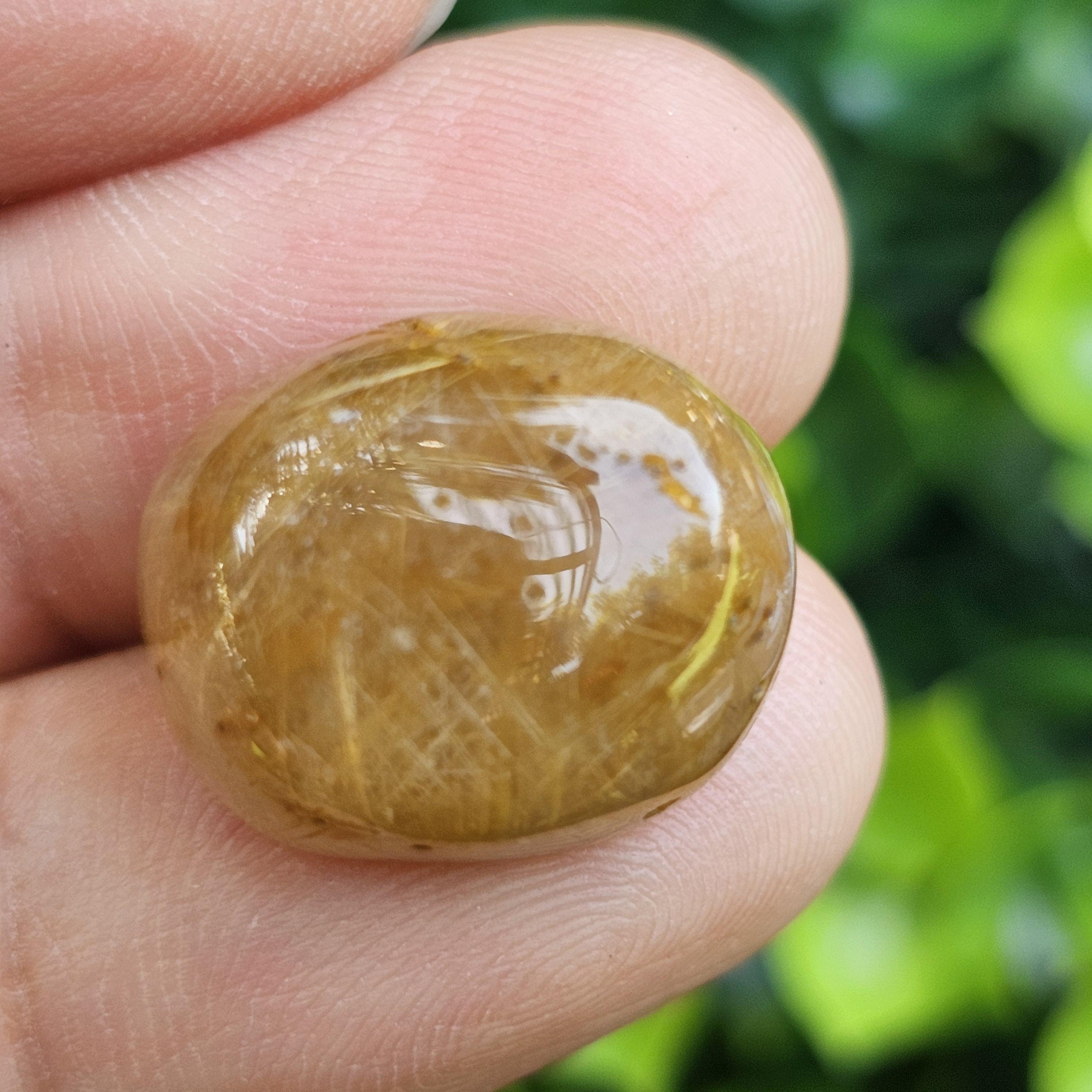 ไหมทอง ควอตซ์ Golden Rutilated Quartz 21.24 กะรัต Cts.พลอยแท้ อัญมณีมงคลประจําวันเกิด เครื่องประดับพลอย