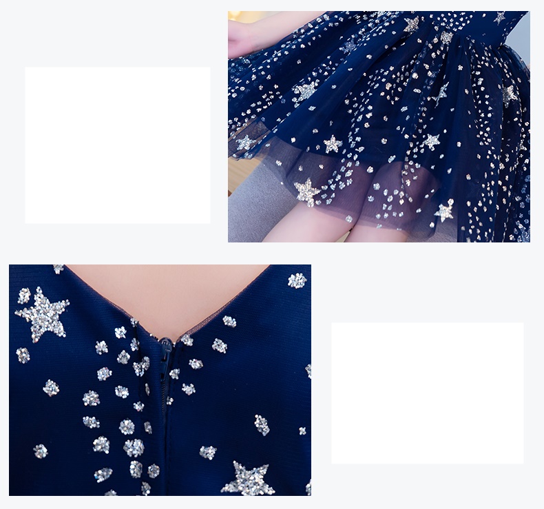 Pre-order ชุดราตรีเด็ก แขนกุด แต่งเกล็ดเงินรูปดาว กระโปรงพองสวย ซิปหลัง