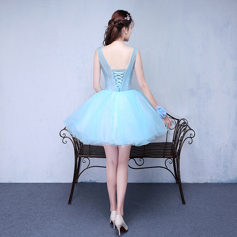 Pre-orderชุดแฟนซีชุดราตรีสั้นเกาะอกกระโปรงผ้าแก้วแต่งดอกไม้สไตล์เจ้าหญิง